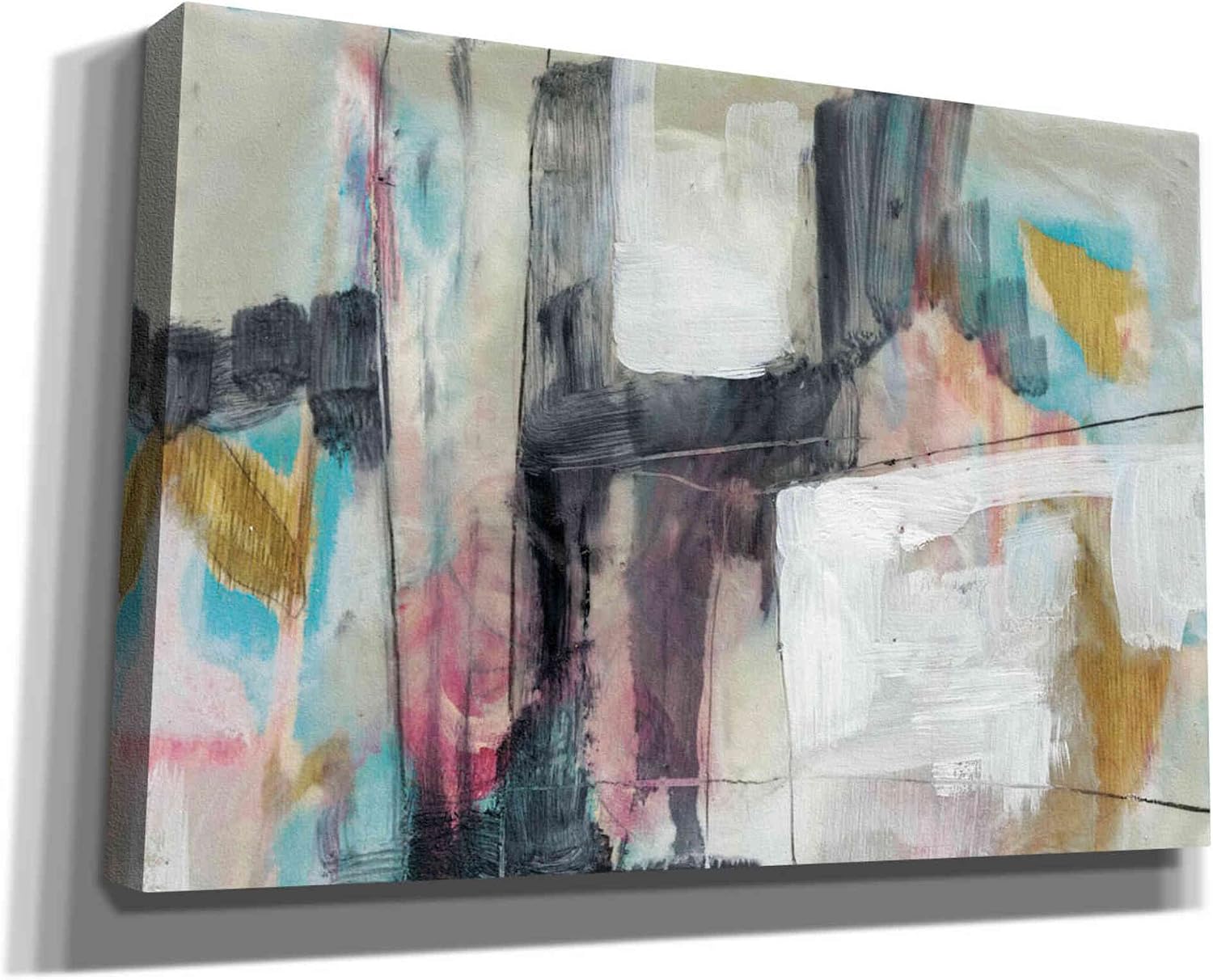 Epic Graffiti ' Pastel Kinesis I' by Jennifer Goldberger Giclee Canvas Wall Art, 18" x 12", Beige