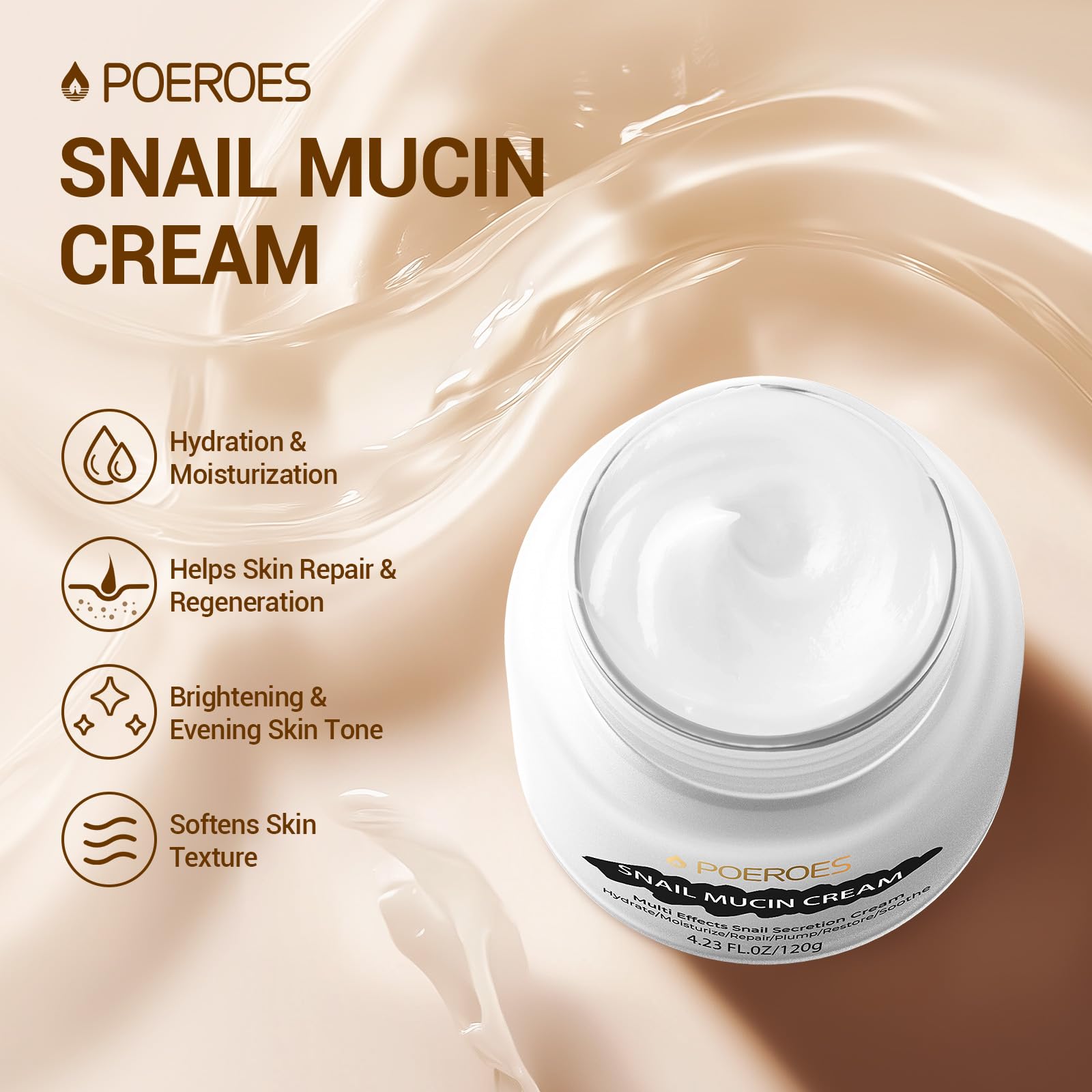 Amazon.com: POEROES Snail Mucin Cream 99.3% Moisturizer Face Cream