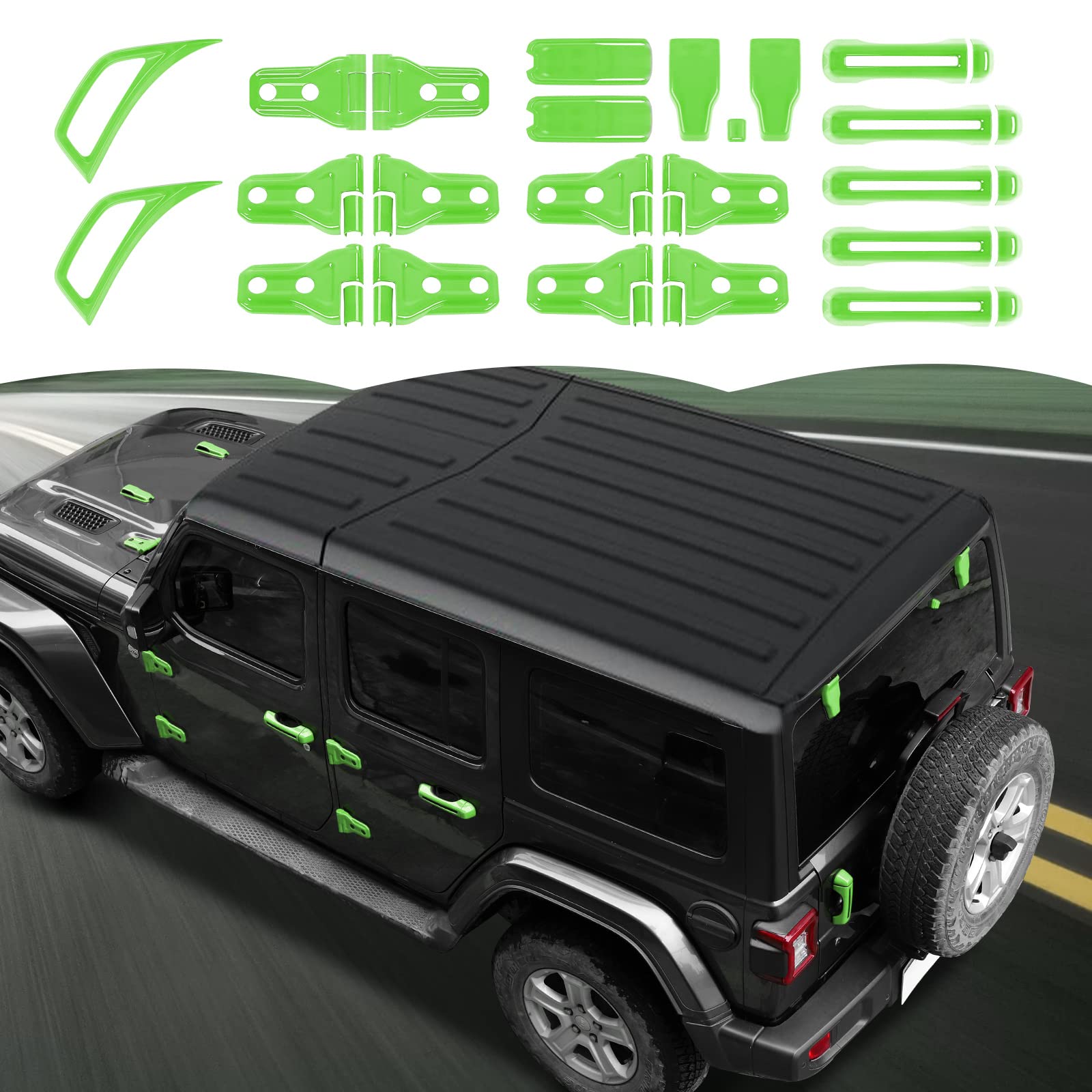 CheroCar 22PCS Exterior Accessories Engine Hood Cover Door Hinge Cover Side Air Conditioning Vent Door Handle Cover for 2018-2025 Jeep Wrangler JL JLU