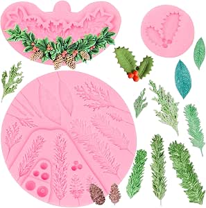 Christmas Silicone Mold Set - Pinecone, Holly Leaf, Lemon Slice Fondant/Candy/Chocolate Molds (5 Pcs) - View #4
