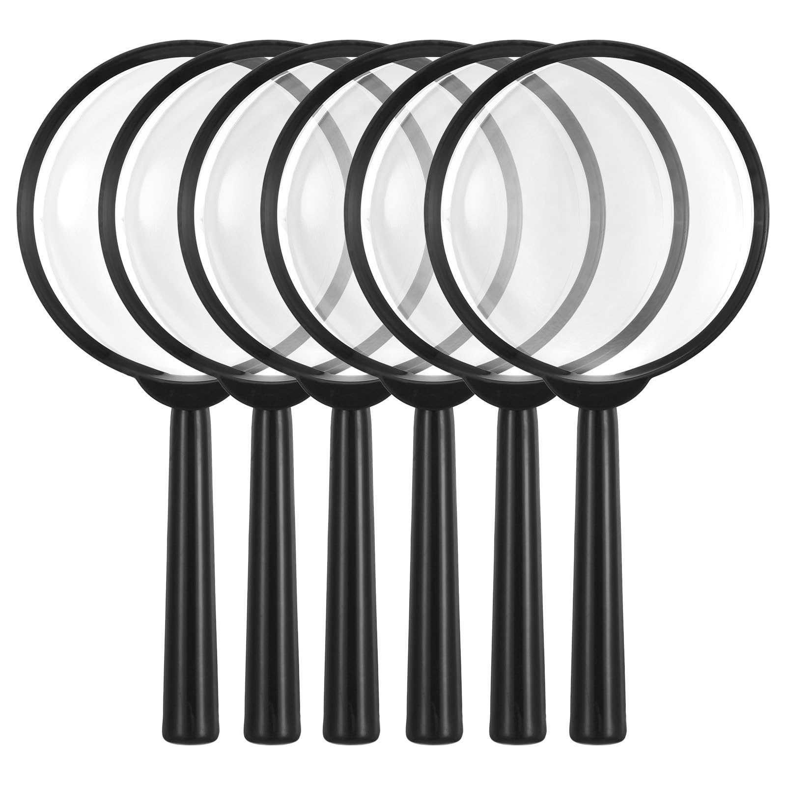 6 Pcs Mini Magnifying Glass for Young People, 5X Colorful Magnifier Plastic Hand Lens for Reading Researching Party Favors Educational Tools(Black)
