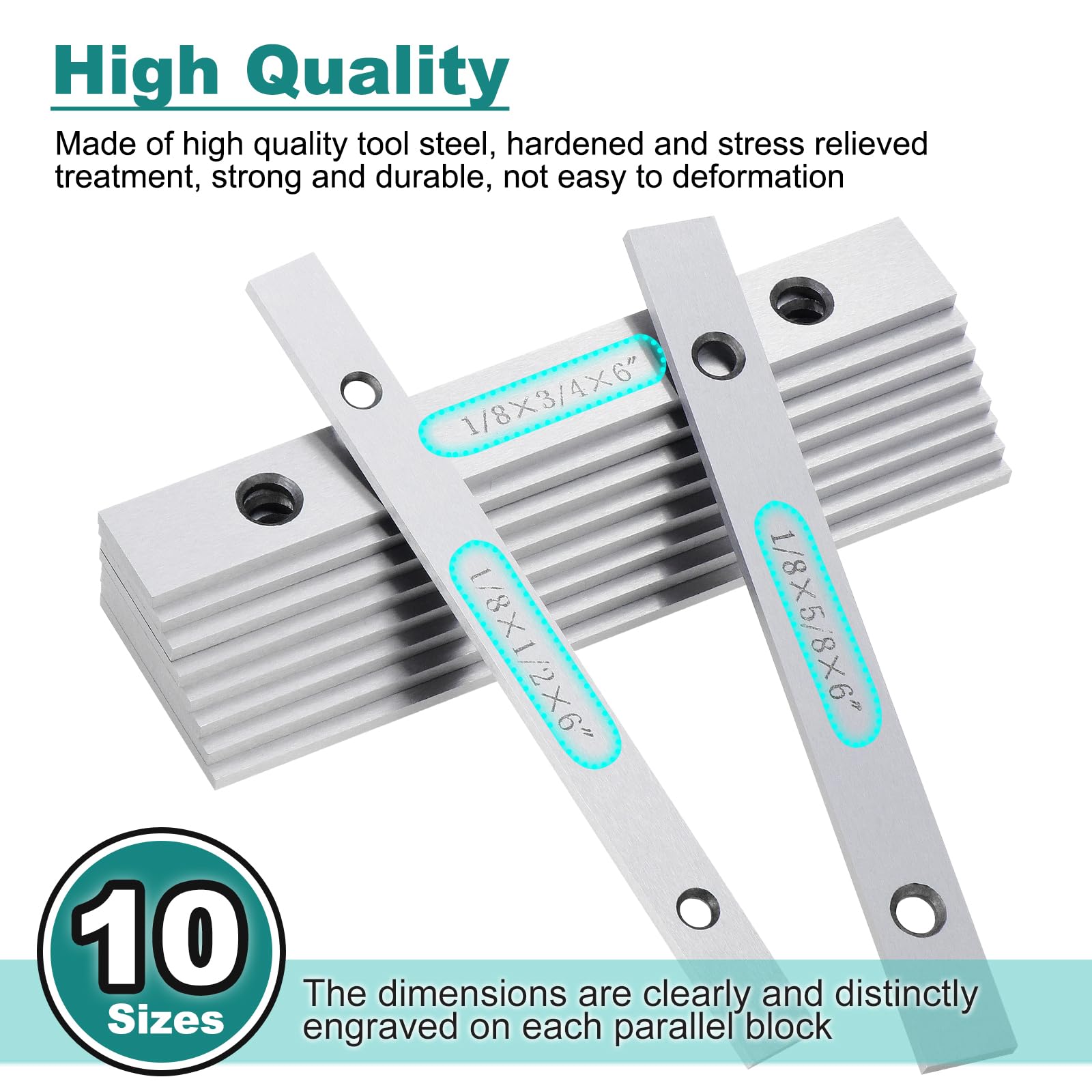 Set di 20 barre parallele precise, parallele, set di utensili per affilatrici, fresature e altri progetti paralleli