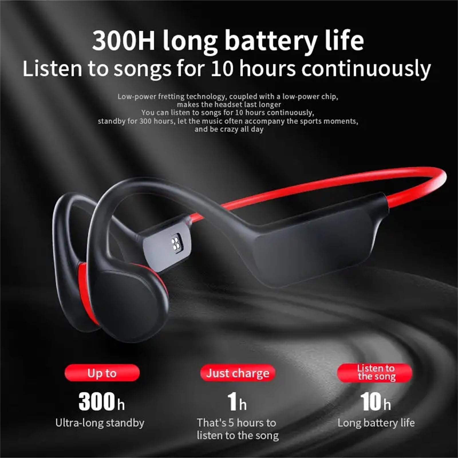 Cuffie a conduzione ossea IPX8, impermeabili, 32 GB, Bluetooth 5.3, cuffie wireless con microfono per nuoto (rosso)