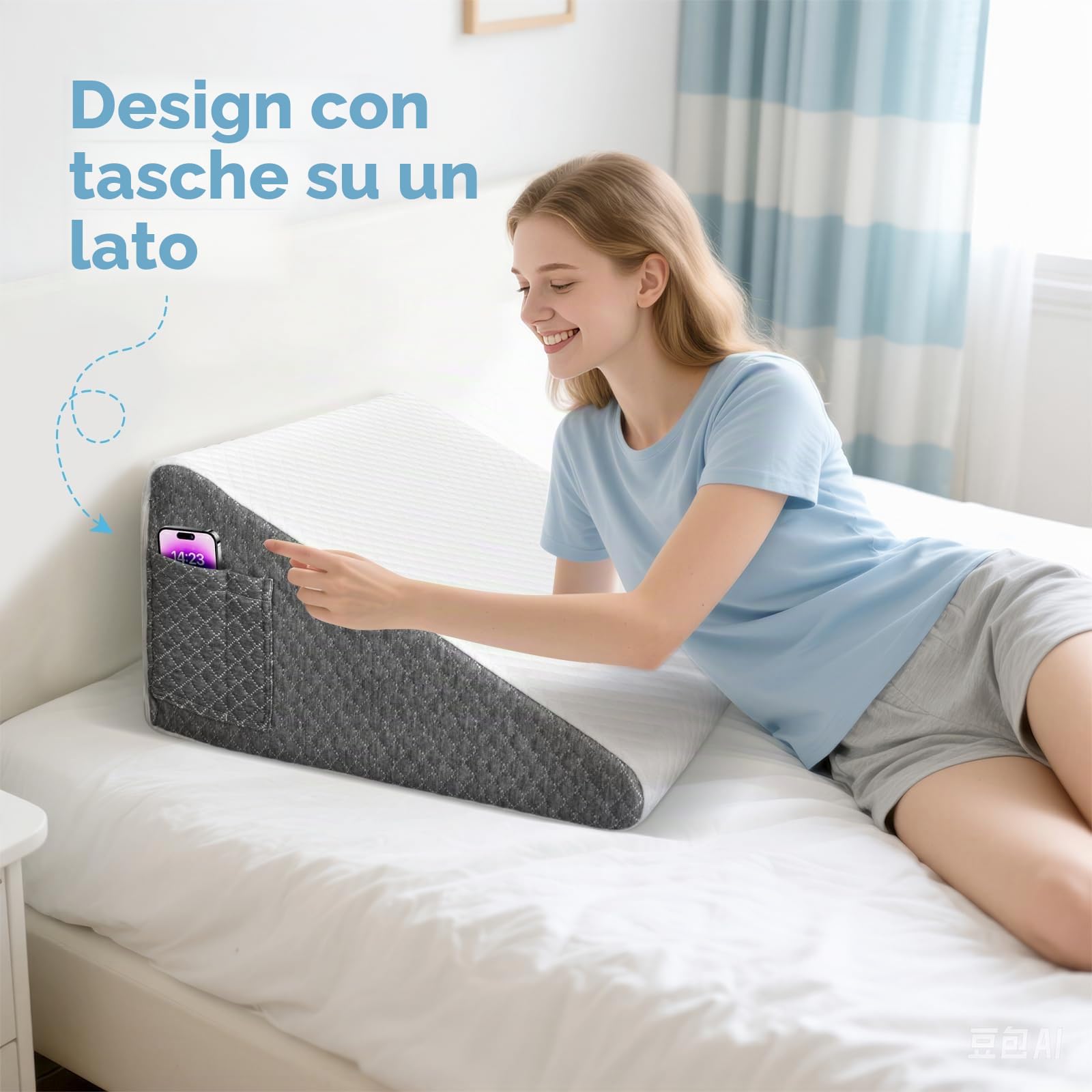 Cuscino versatile con cuscino cervicale, cuscino da lettura in memory foam 25D per letto e divano, cuscino ergonomico per apnea del sonno, cuscino lombare, cuscino lombare, cuscino per gambe, cuscino