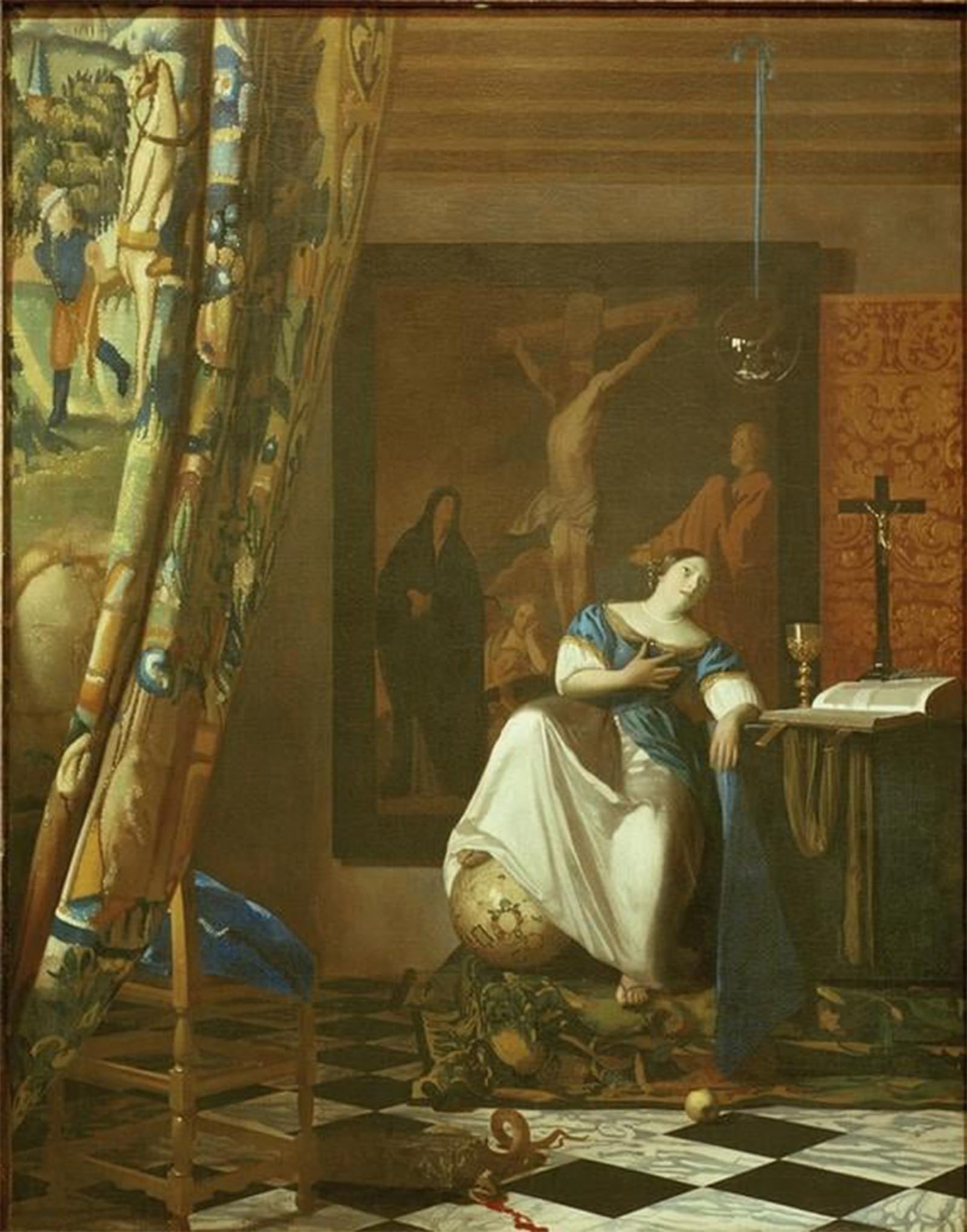POSTERIIk Famous Modern Artwork Art Mural Allegory of faith by Jan Vermeer van Delft Oil Paintings Pictures for Home Decor 60x90cm