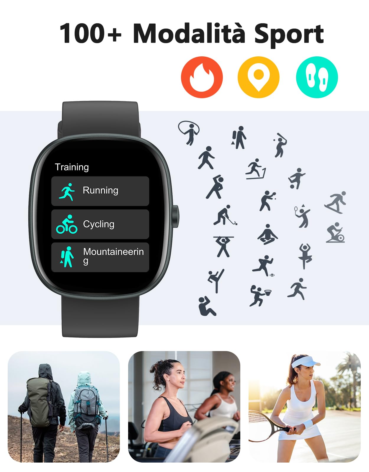HUAKUA Smartwatch Uomo Donna Chiamate per Android iOS Impermeabile 5ATM 30 Giorni Standby Notifiche Contapassi Cardiofrequenzimetro SpO2 Sonno Ciclo Mestruale Orologio Fitness AMOLED Bluetooth 5.4
