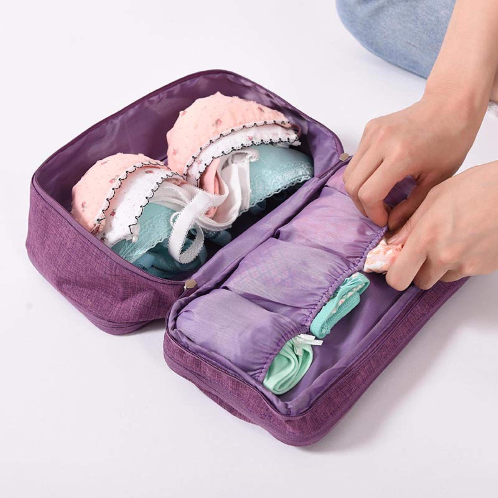 1 Pezzo Portatile Reggiseno Biancheria Intima Calzini Borsa custodie da Viaggio Impermeabili Grande capacità Trucco organizzatore Vestiti Borse di Finitura-Grigio