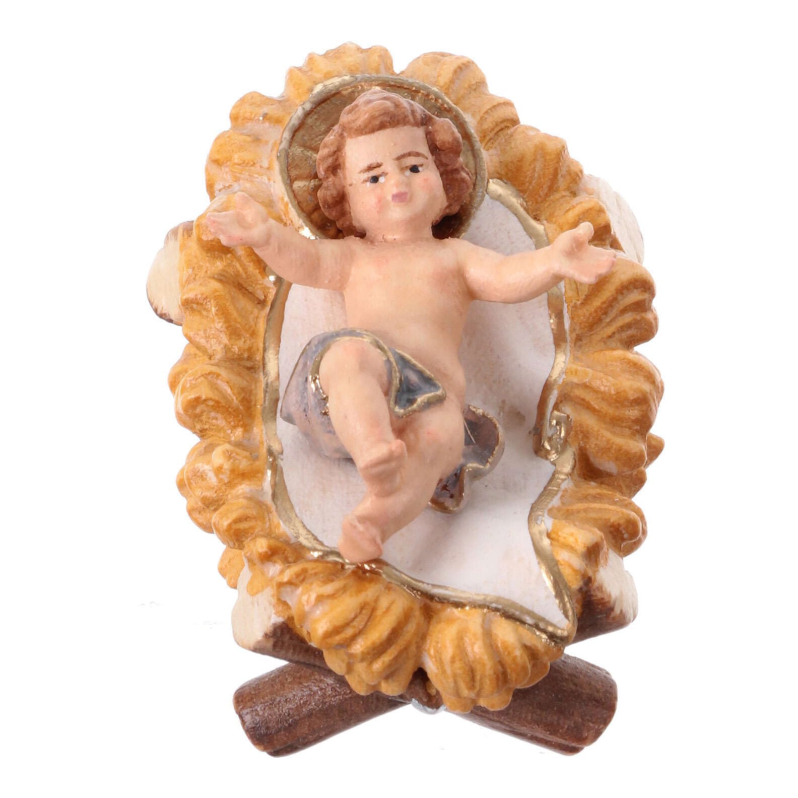 Holyart Holy Family Jesus Child 12 cm Wooden Painted Nativity Scene Mahlknecht Val Gardena