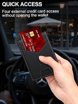 Men's Slim Bifold Wallet, RFID Blocking Leather Credit Card Holder Wallet