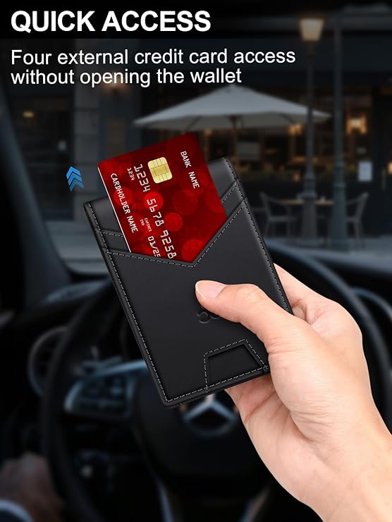 Men's Slim Bifold Wallet, RFID Blocking Leather Credit Card Holder Wallet