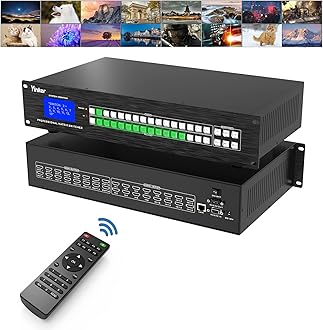 4K HDMI Matrix 16x16, Yinker HDMI Matrix 16 in 16 Out Rack Mount Matrix Switcher & Splitter with IR Remote, 4K@30Hz EDID HDCP RS232 LAN Control