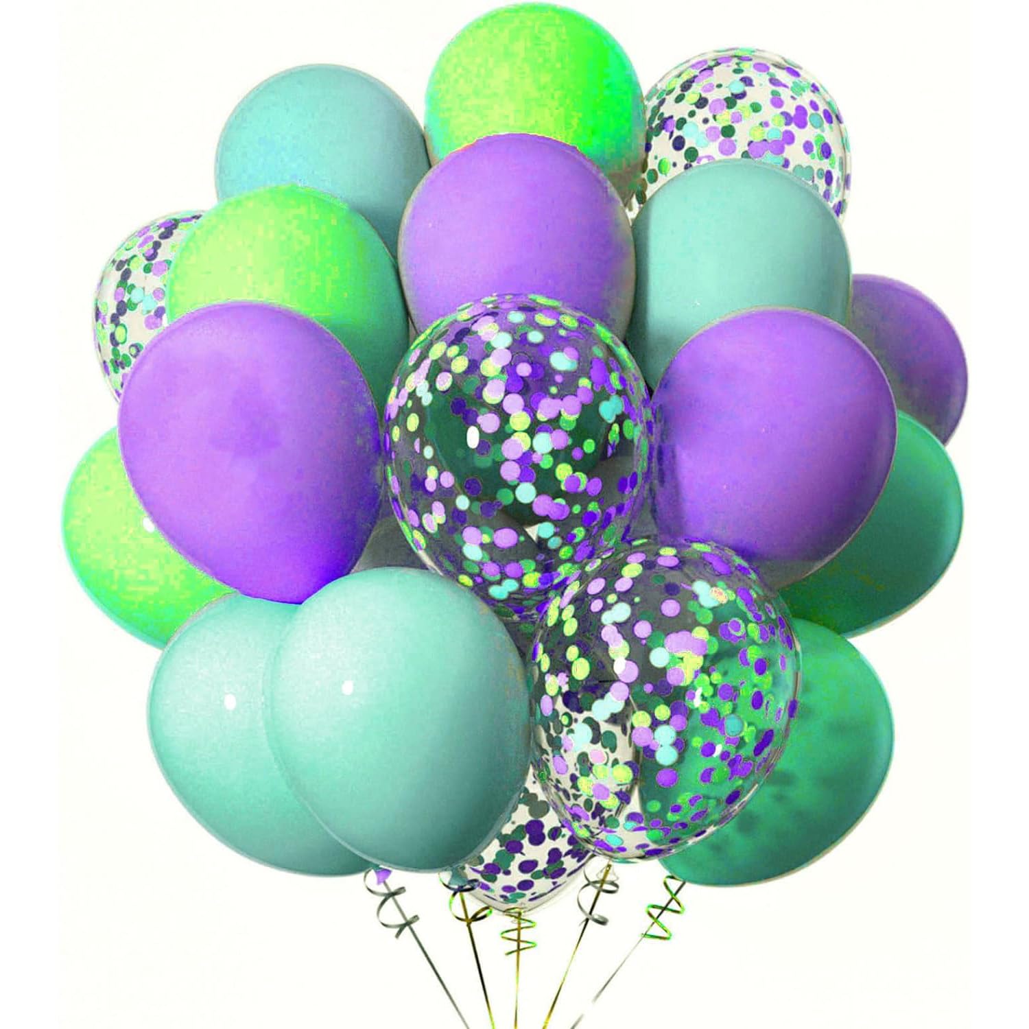 50pcs Turquoise Purple and Green Balloons 12 inch Helium Latex Balloons Suitable for Festivals Carnival and Parties