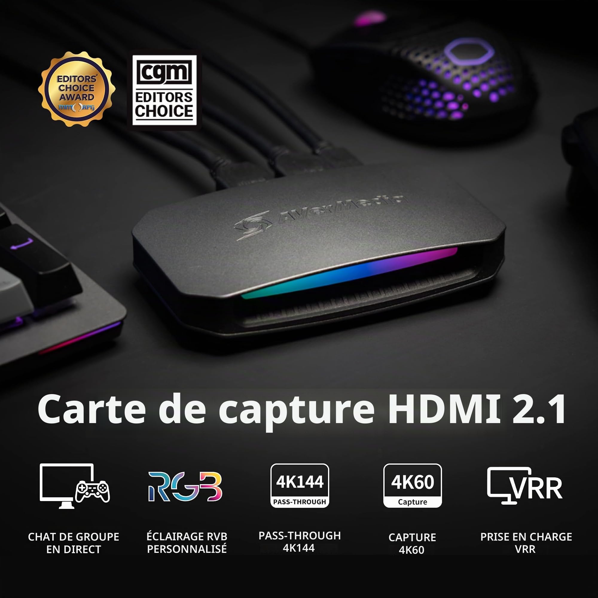 AVerMedia Carte de Capture HDMI 2.1 pour Streaming et Jeu, Prise en Charge VRR et Carte de Capture HDR 4K pour Xbox Series X/S, PS5, Xbox One, PS4, Nintendo Switch-GC553G2 Live Gamer Ultra 2.1
