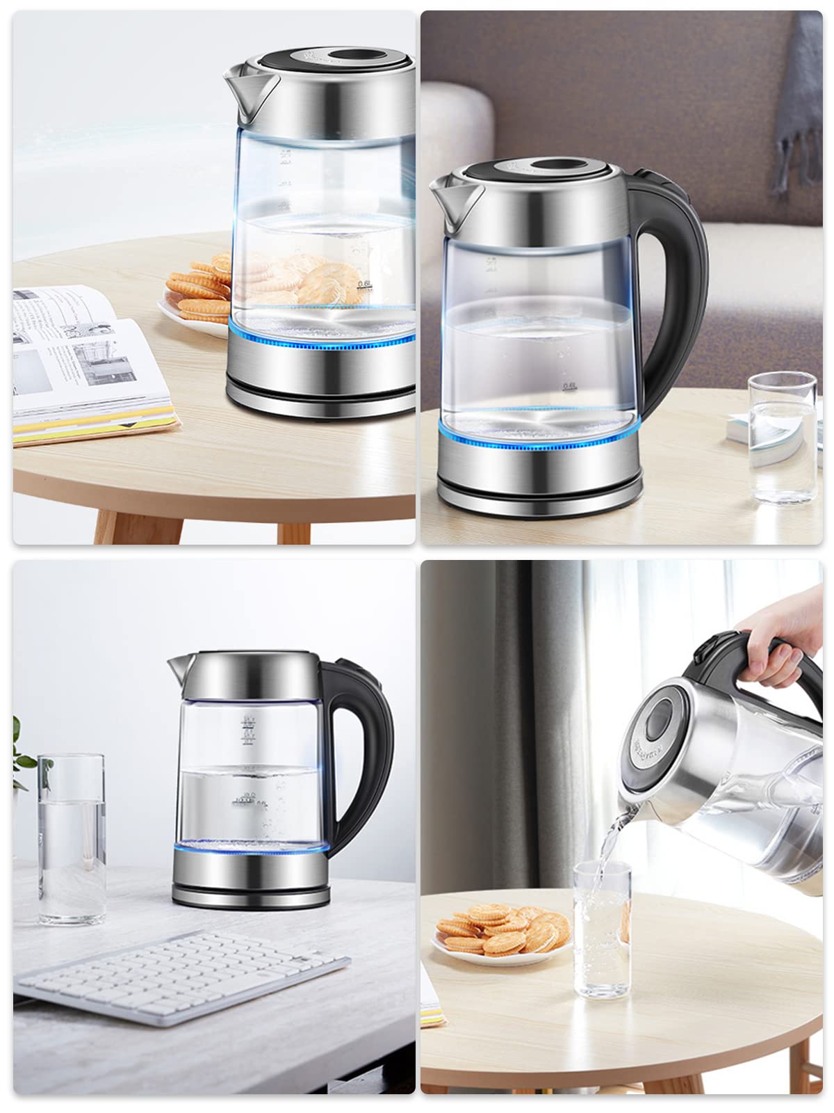 Hervidor Eléctrico, Indicador Led, Tecnología para Café, Té, Bebidas,Ua Caliente, Acero Inoxidable Apto para Uso Alimentario