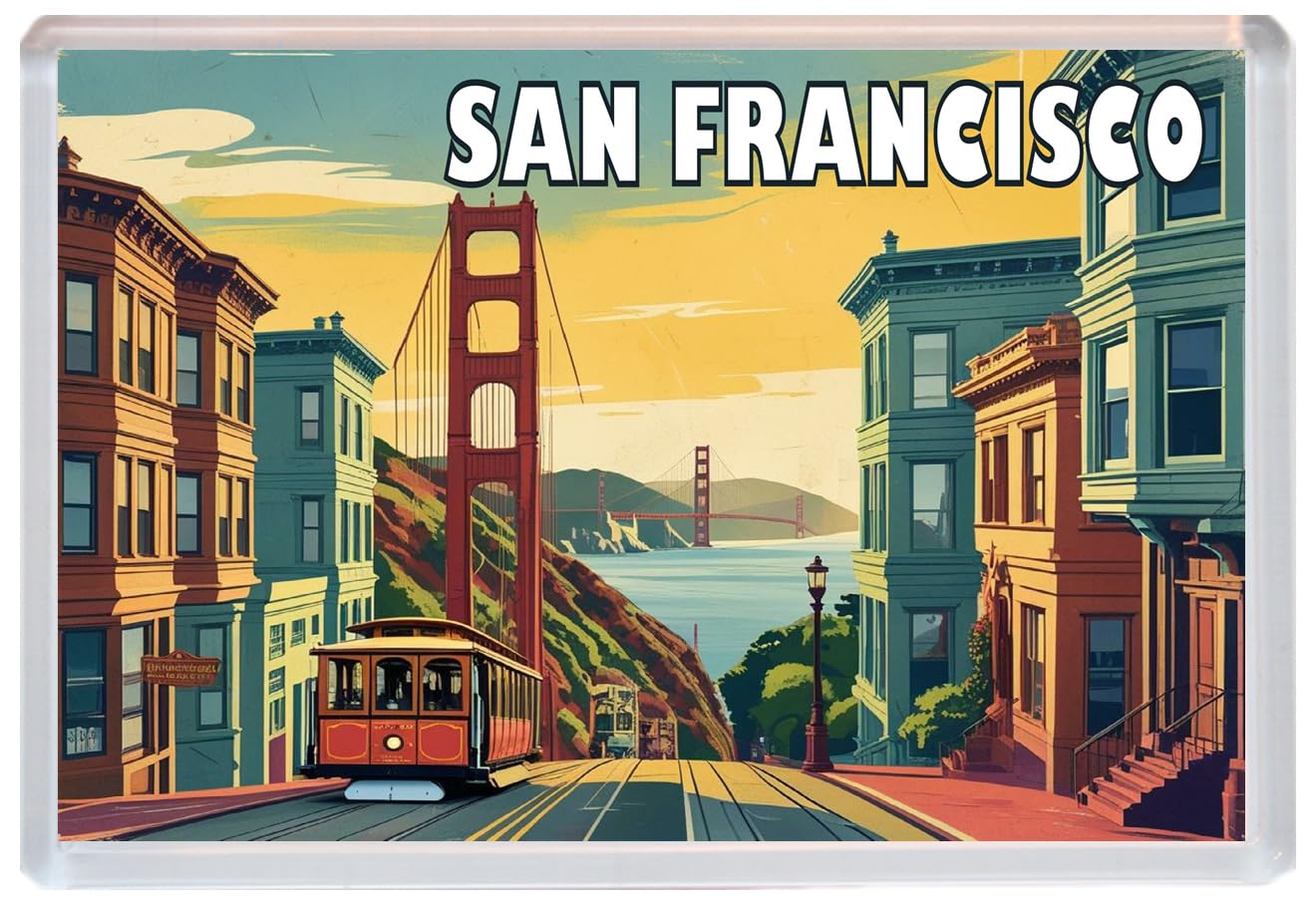 Baked Bean Store Multicolor San Francisco - Jumbo Artistic Fridge Magnet 96 X 67Mm