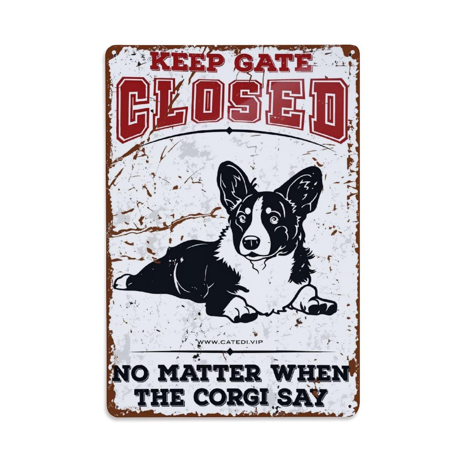 Jdfenggu Vintage Keep Gate Closed Corgi Say Retro Metal Tin Sign, Decor Art Poster For Bar, Home, Man Cave, Kitchen, Laundry Room Gift 8X12inch