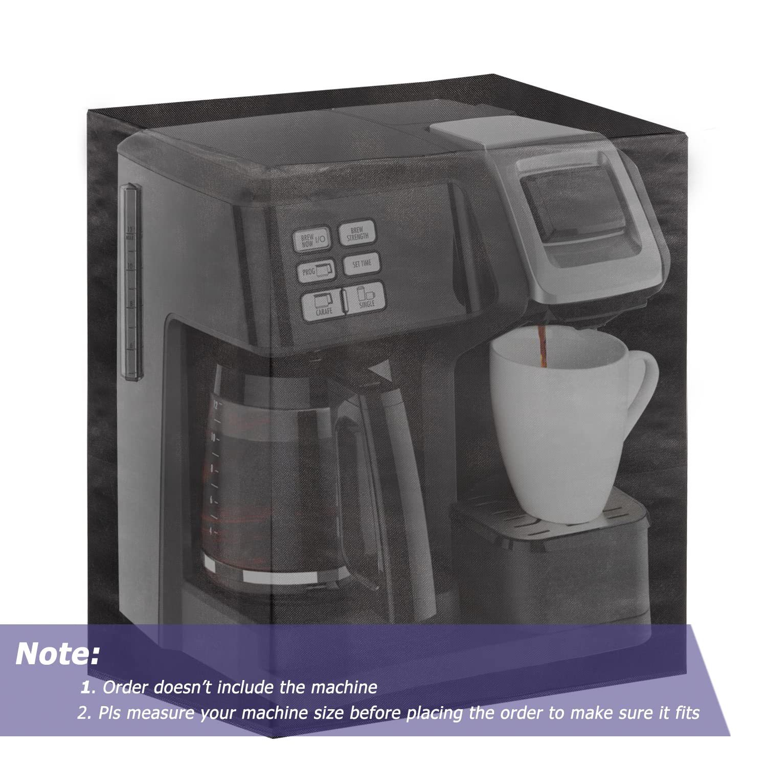 Universal-Kaffeemaschinen-Abdeckung Wasserdicht – Aus Oxford-Gewebe, Mit Kordelzug, Schwarz, 20x30x41 Cm