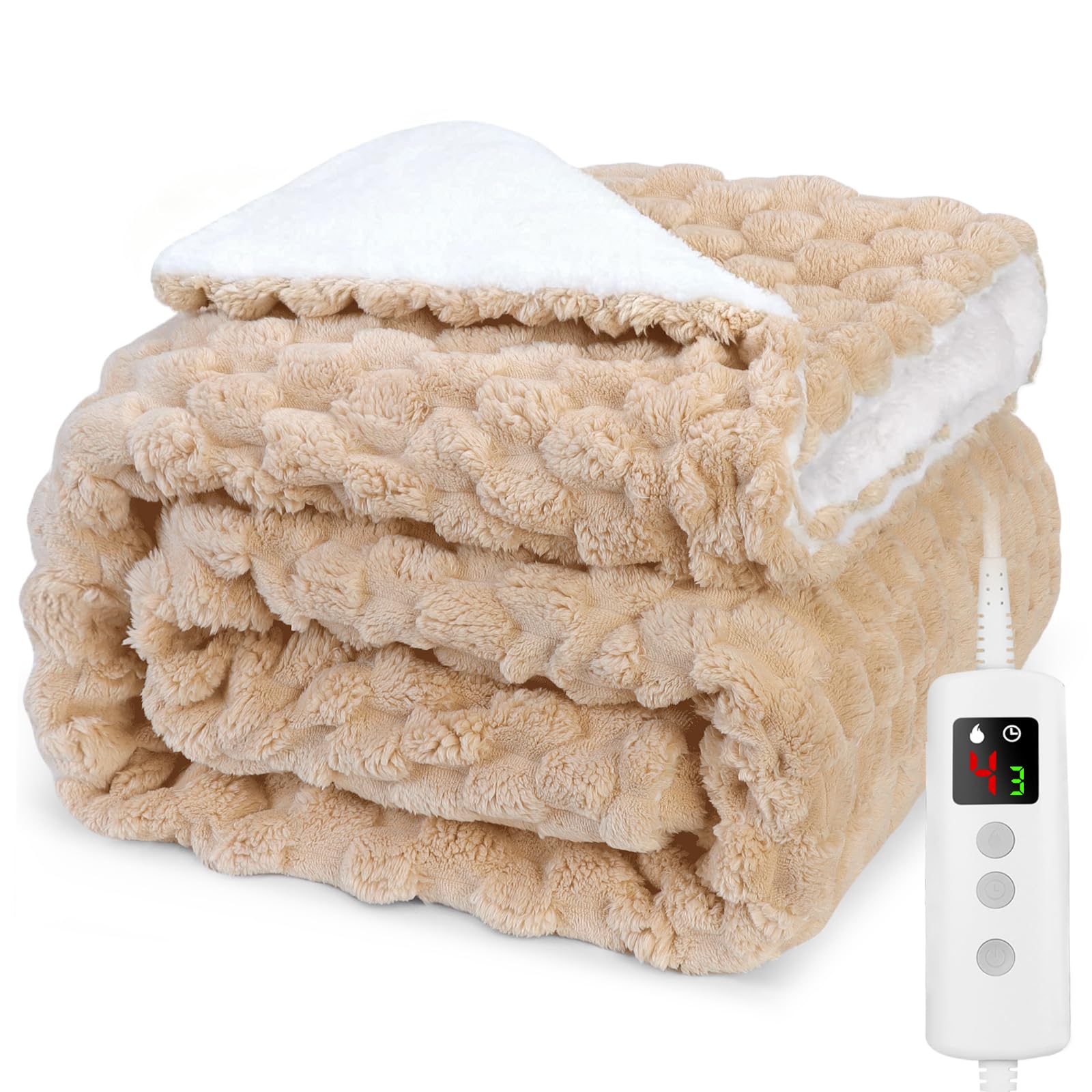 Heated Blanket, Electric heated throw 160x130CM Khaki, Electric Blanket — image 1