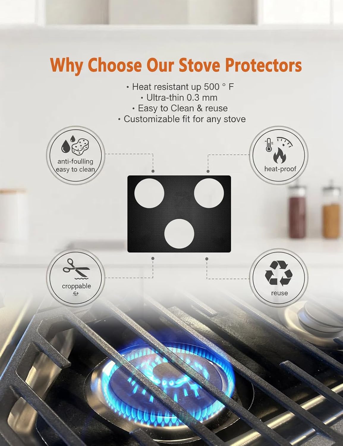 3 Burner Stove Top Protector liner For GE RecPro Greystone Furrion