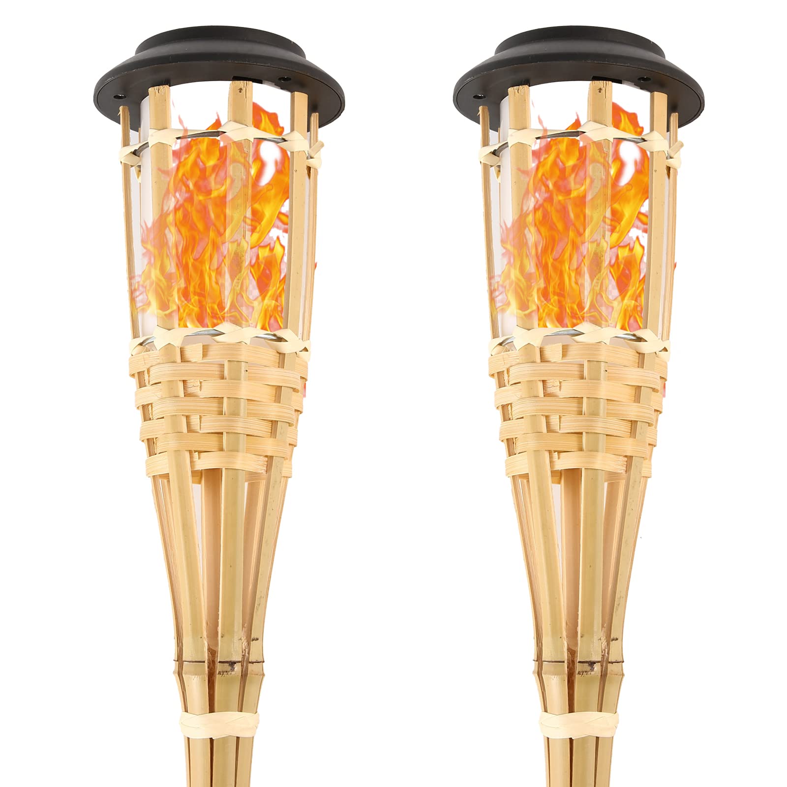 Solar Torche Lights with Flickering Flame,Outdoor Auto On/Off Waterproof Solar LED Garden Lights for Yard Pathway,Lawn Path Walkway Torch Lights for Outside Landscape -2 Pack - 