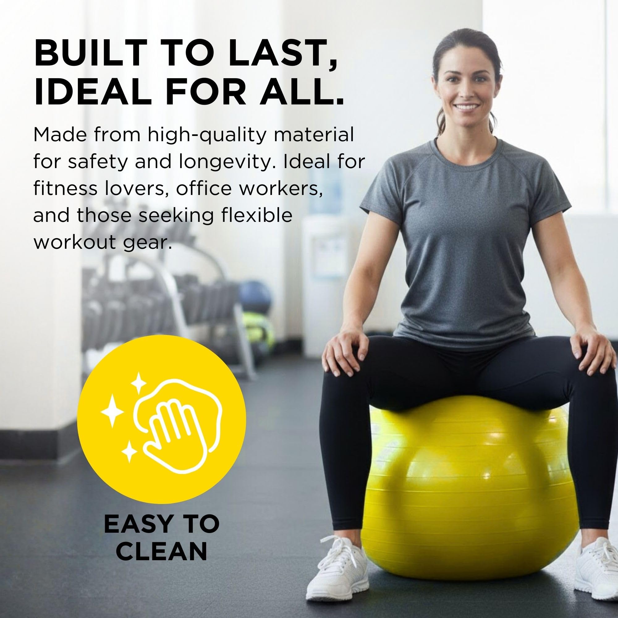 Theraband Exercise and amp; Stability Ball with 45 cm Diameter, Standard Fitness Ball for Improved Posture, Balance, Yoga, Pilates, Core Stability, & Rehab, Fitness Ball, Yoga Ball, Yellow 1