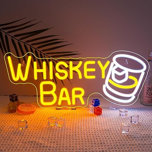 Letrero de neón para barra de whisky, luces LED de neón para decoración de pared, letreros de bar iluminados para el hogar, bar, carrito,