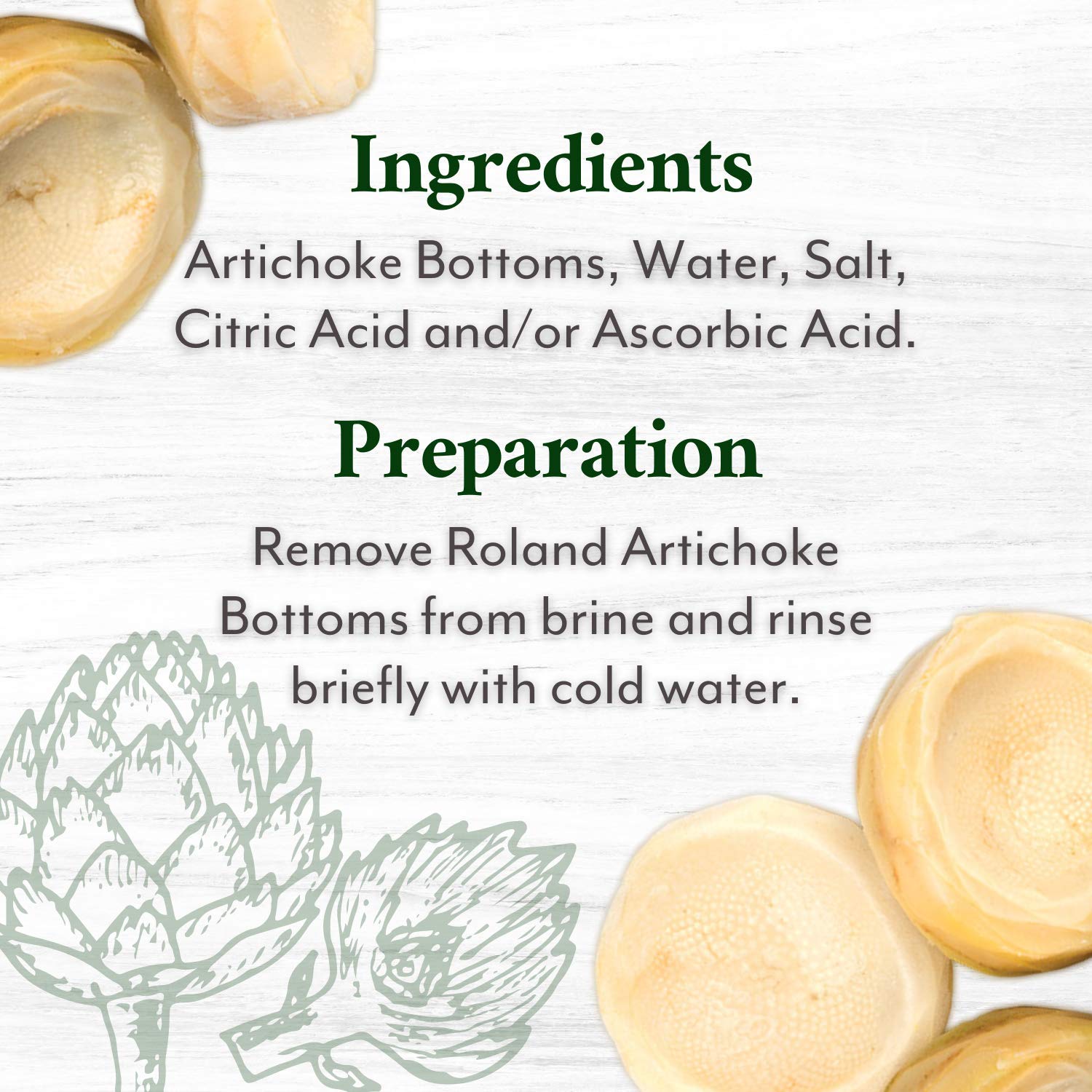 Roland Foods Extra Large Artichoke Bottoms, 5-7 Count, 13.75 Ounce Can, Pack of 6