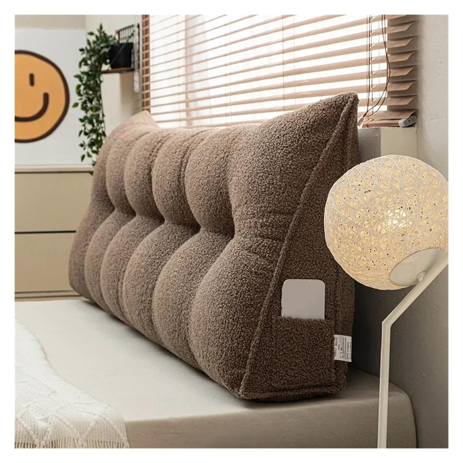 GMGQJST Headboard Pillow Large Triangular Headboard Wedge Bed Rest Reading Pillow Backrest Positioning Support Bolster Cushion With Removable Cover(Coffee,180X50X20CM)