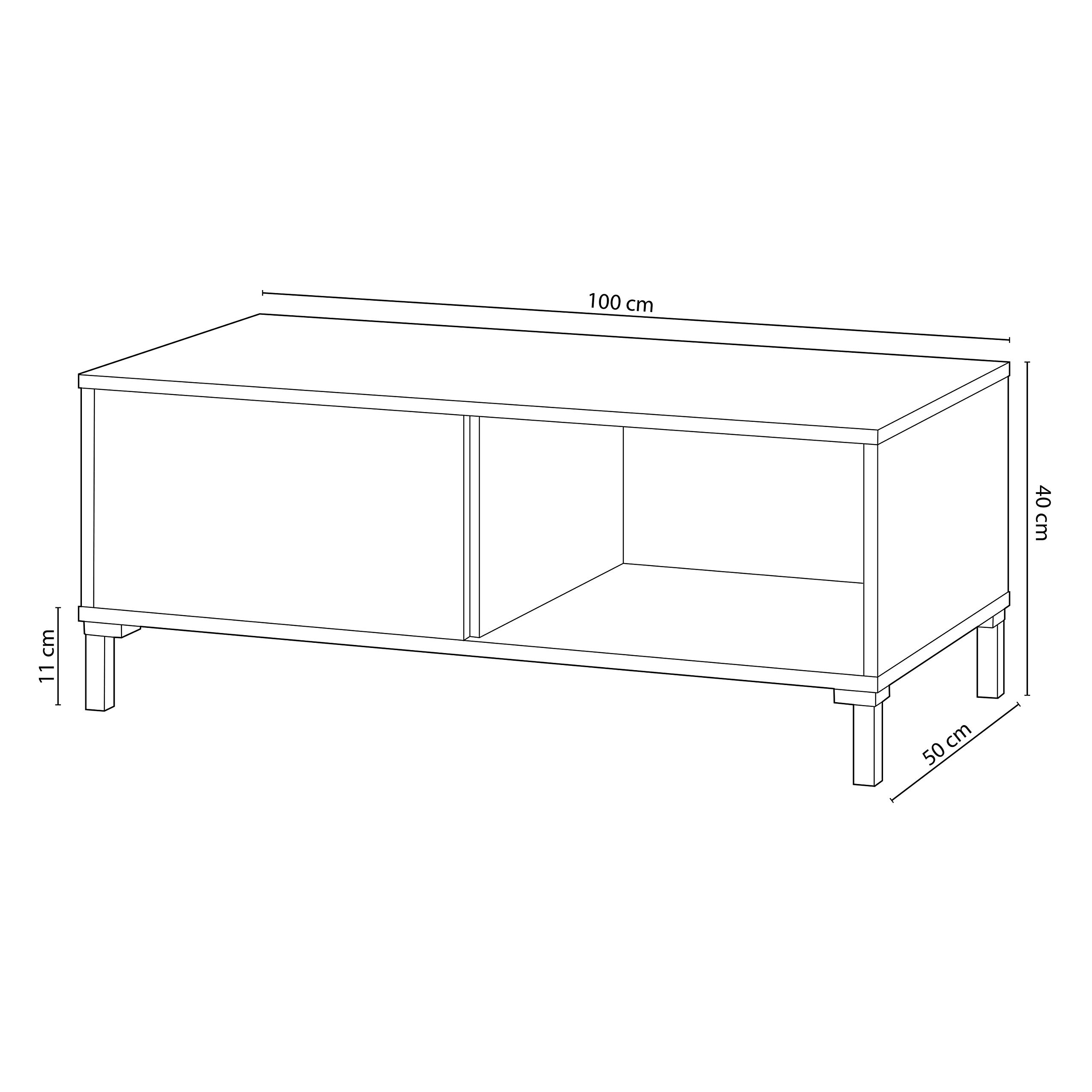Habitdesign Mesa de Centro con 2 Huecos, Mesa Auxiliar, Modelo Brooklyn, Acabado en Roble Nodi y Gris Antracita, Medidas: 100 cm (Largo) x 50 cm (Ancho) x 40 cm (Alto), Pequeña, 0Z1641W