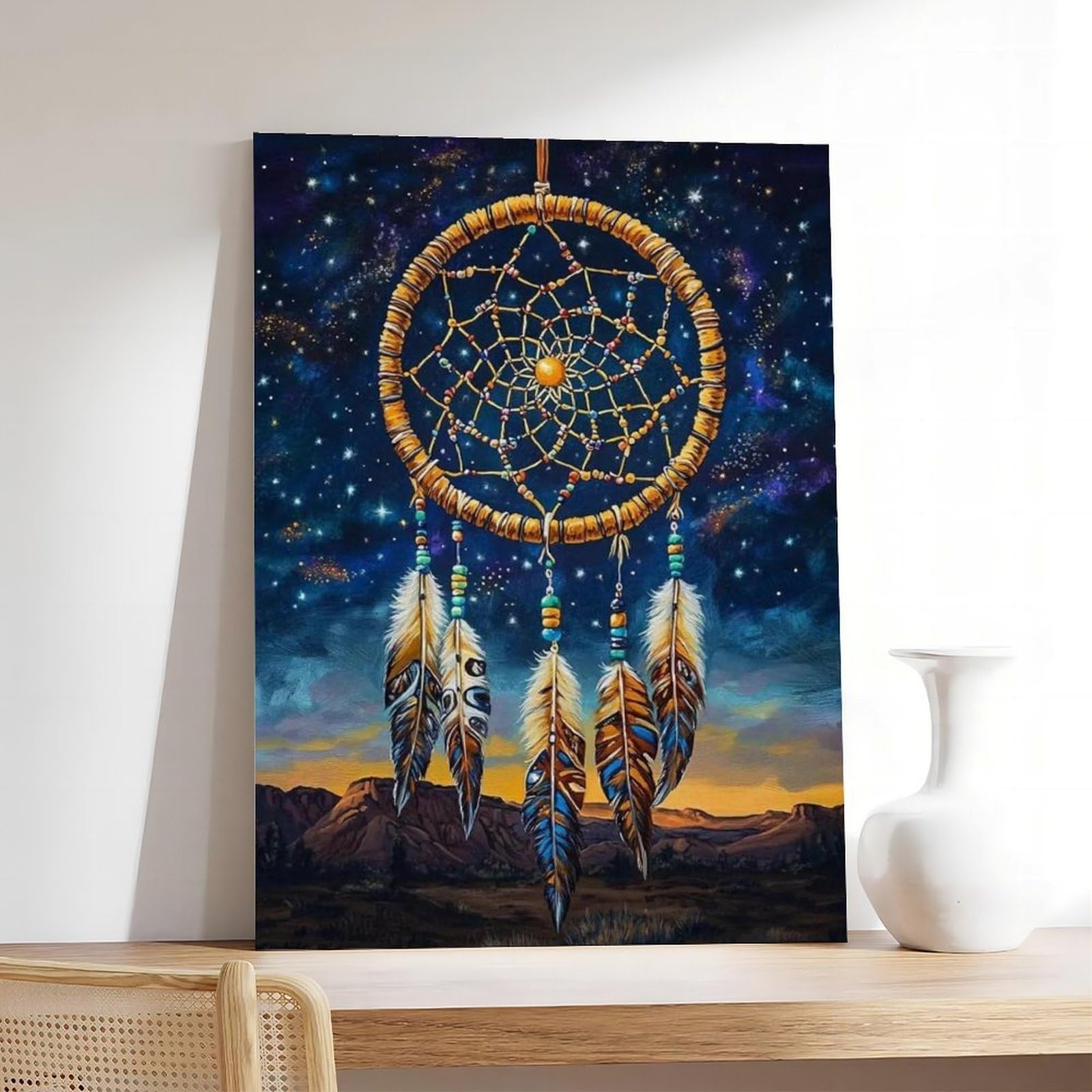 Sioux Kunstdruck auf Leinwand, Traumfänger, Schlafzimmer, Dekoration, Landschaft, Büro, Raumdekoration, Geschenk, 61 x 91,4 cm (L x B)