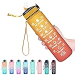 Hyeta 32 oz Water Bottles with Times to Drink and Straw, Motivational Water Bottle with Time Marker, Leakproof, Drinking Sports Water Bottle for Fitness, Gym and Outdoor