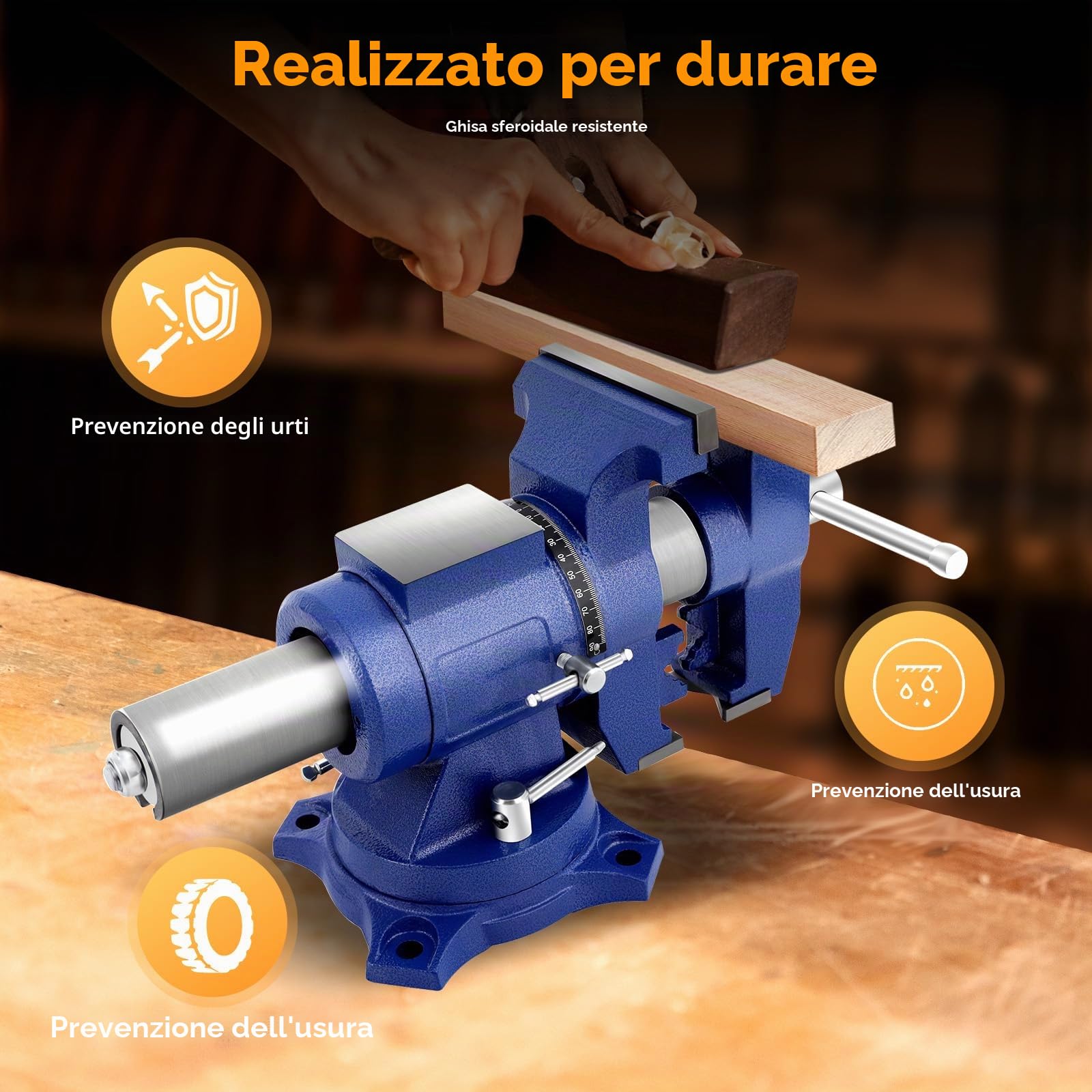 Morsa professionale per banco da lavoro ad alte prestazioni, con testa di base girevole a 360°, girevole, morsa multiuso per meccanici e ingegneri