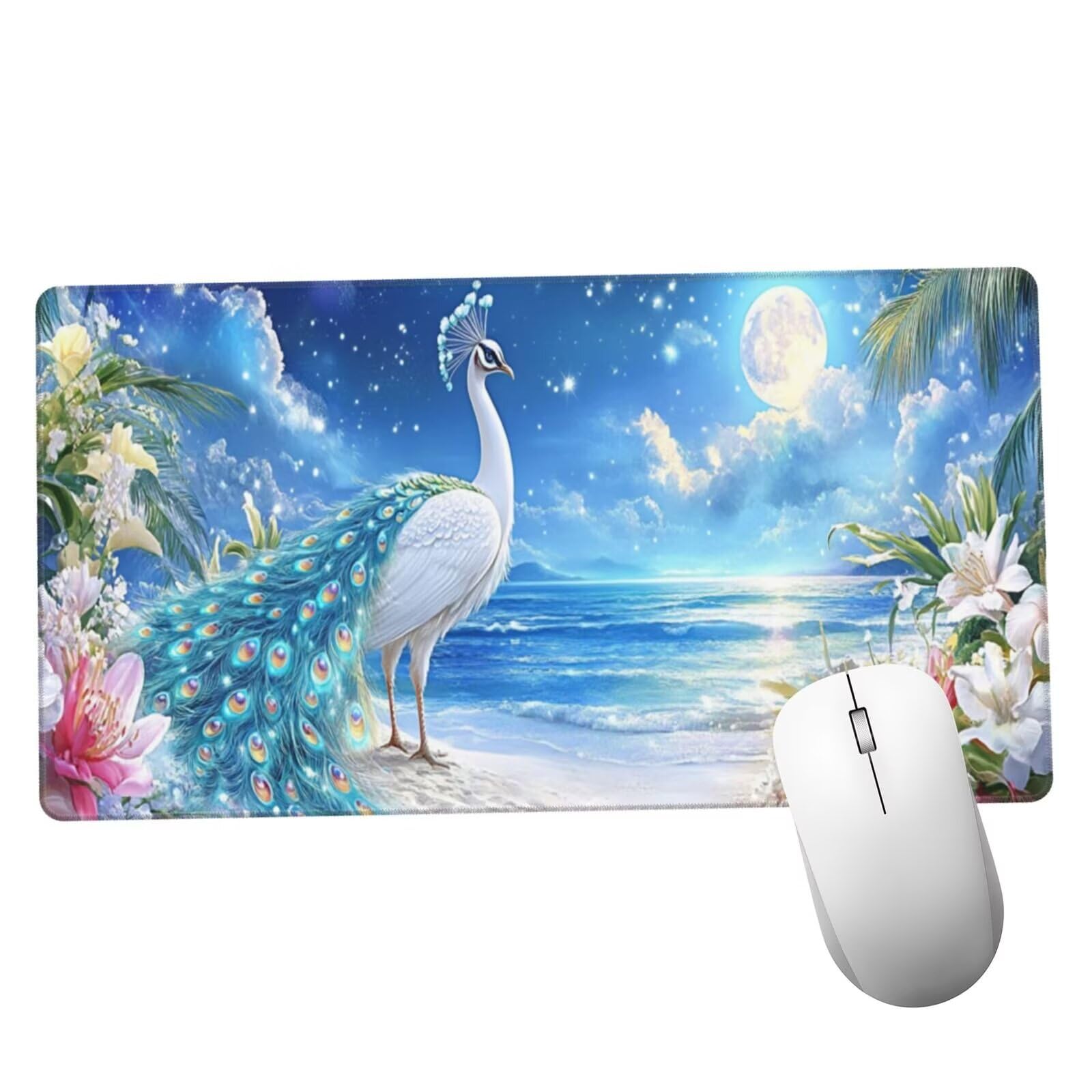 Podkładka pod mysz paw XXL mata na biurko księżyc 1600 x 800 x 3 mm zmywalna podkładka do gier na laptopa, z antypoślizgową gumową podkładką do gier, PC, pracowników biurowych Y525