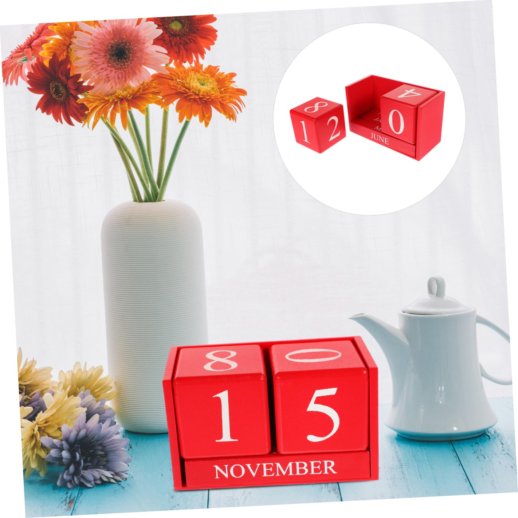 TEHAUX 3piezas Calendario Perpetuo De Mesa De Estilo Europeo Decoración De Oficina y Hogar Calendario De Bloques De Creativo Accesorio De Escritorio Elegante Para Cafés y Restaurantes