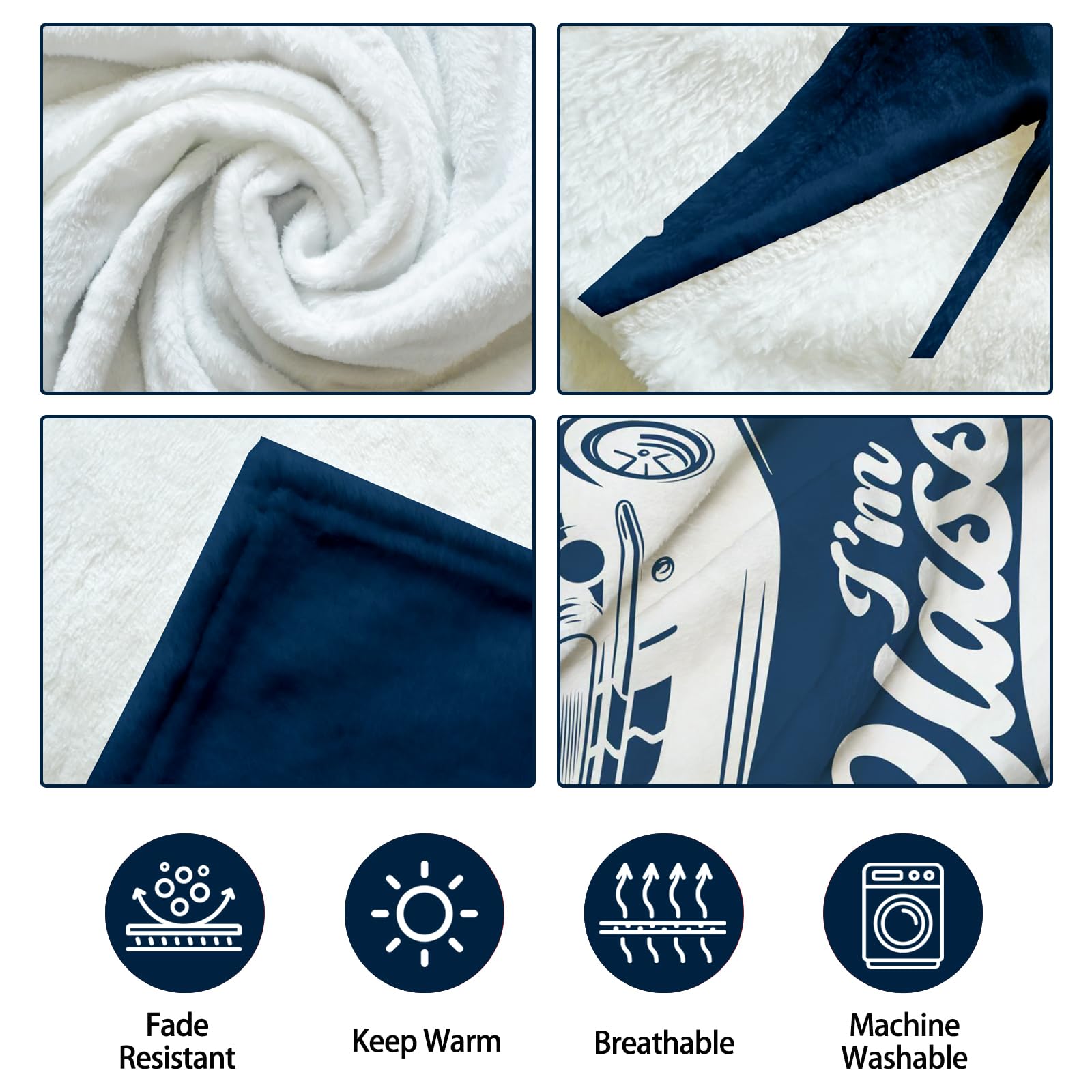 Birthday Gifts for Men, Fathers Day Funny Gifts for Daddy from Daughter Son Wife, Birthday Gift for Dad Husband Papa Grandpa, Soft Throws Blanket for Travel Couch Bed Camping Napping, 60"x50",Blue