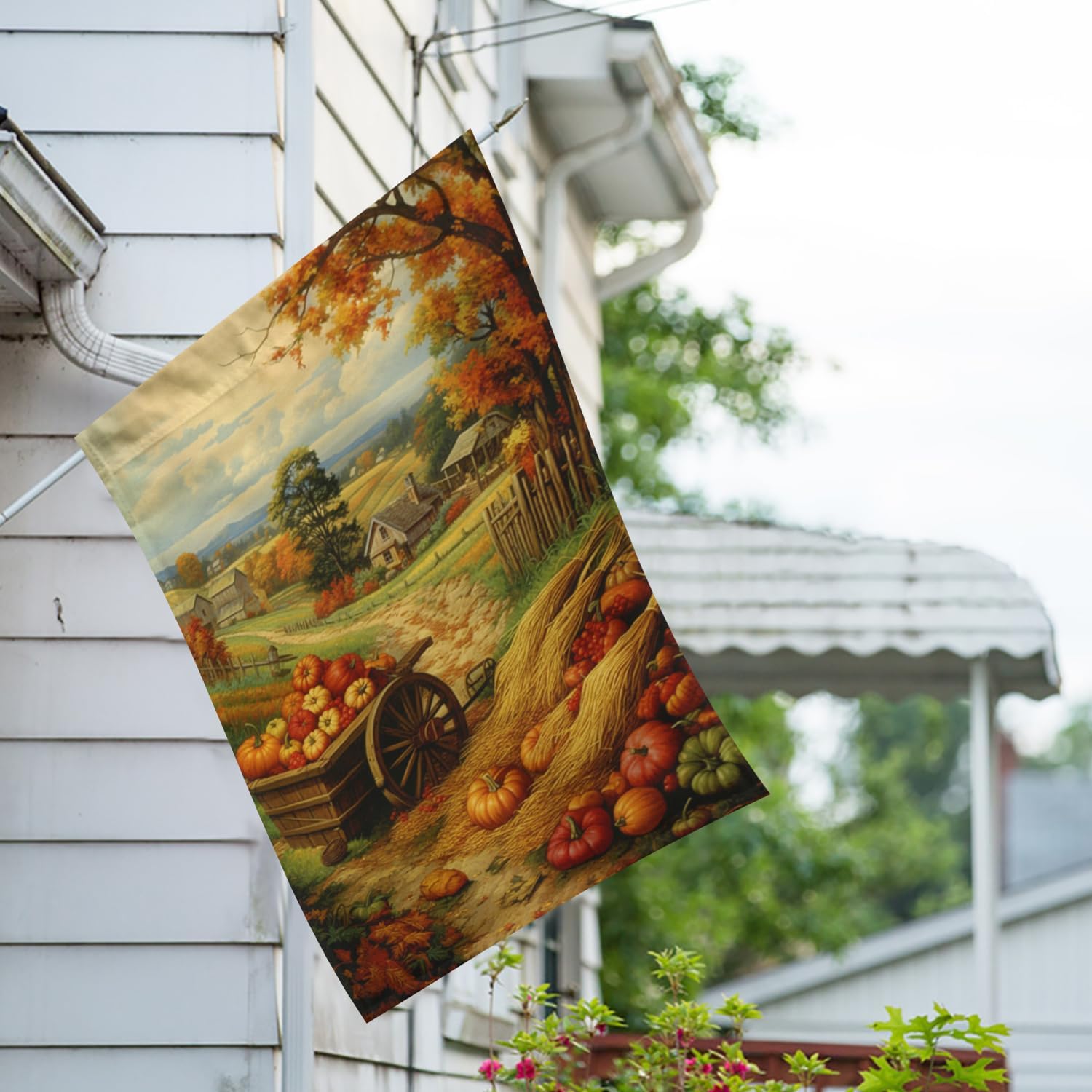 America Forever Fall Welcome Pumpkin Patch House Flag 28 x 40 inch Double Sided Large Flags for Yard, Outside, Farmhouse Autumn Harvest Flag Thanksgiving Outdoor Decors