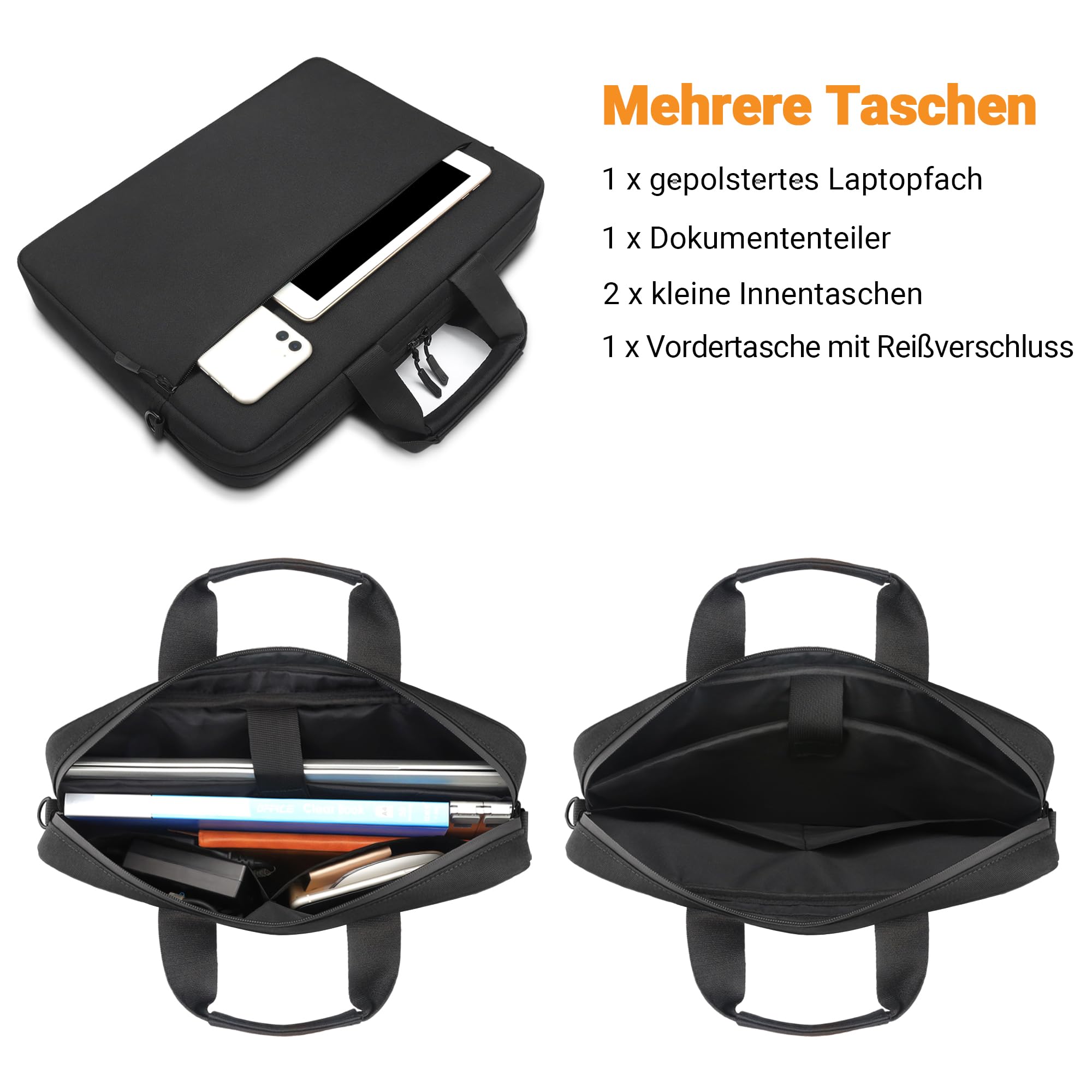 TECOOL Torba na laptopa 17 17,3 cala, wodoodporna torba na laptopa torba kurierska | Aktówka z paskiem na ramię do 17 17,3 cala Lenovo HP Dell Acer ASUS Notebook Computer Carry Case, czarna