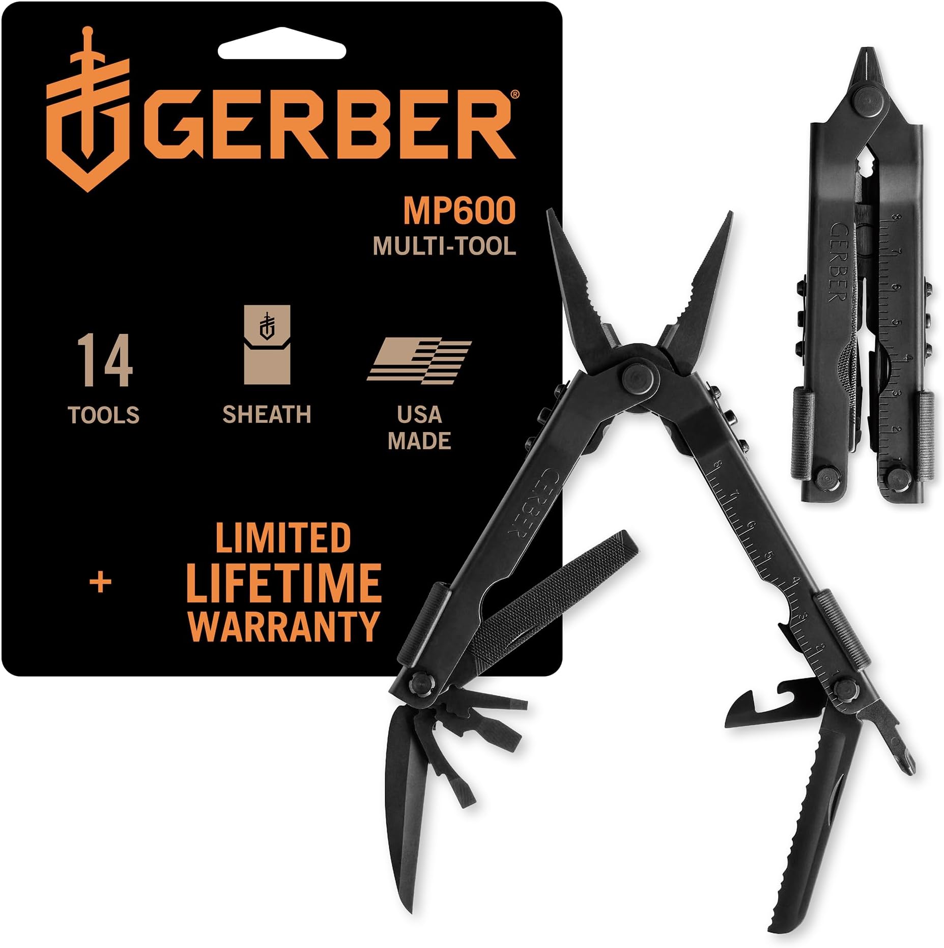 Gerber Gear 47550N MP600 Needle Nose Pliers Multitool Multi-Plier, Black