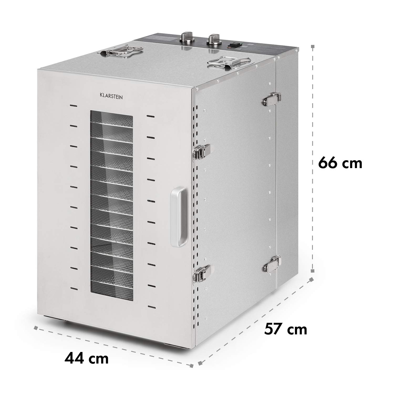KLARSTEIN Master Jerky - Déshydrateur alimentaire, Température réglable en continu de 40-90 °C, Minuterie 15h, DigiSet Control, Boîtier en inox, 1500W, 4 à 20kg de fruits - Argent
