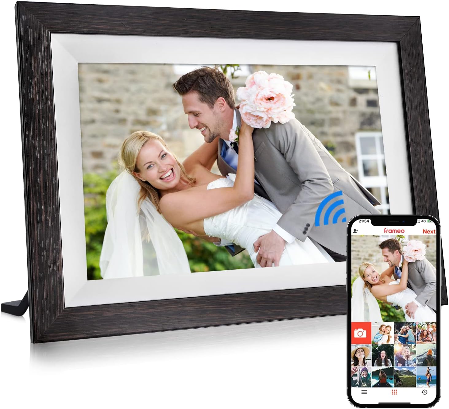 FRAMEO 10.1 Inch WiFi Digital Photo Frame 32G Storage IPS Touch Screen