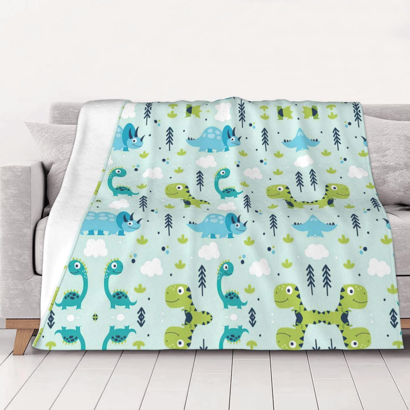 Plaid polaire dinosaure super doux couverture chaude pour sofa