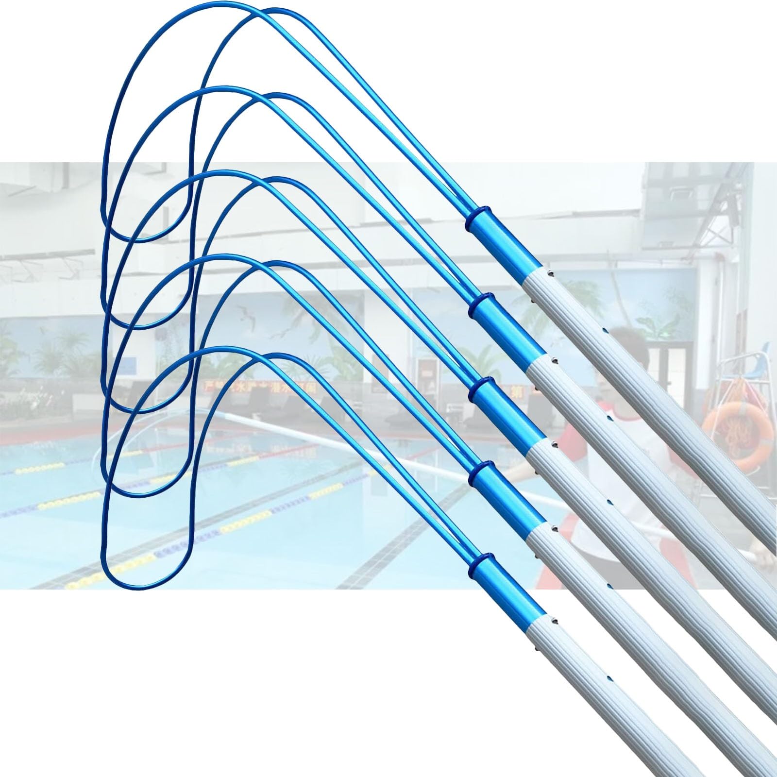 MSHGSKU Rescue Pool Pole,Telescopic Safety Hook Pool Pole, 9.8FT (3M) Lifesaving Equipment for Adults & Kids, Emergency Drowning Rescue Tool, 5pcs Set with 63CM Hook, Blue