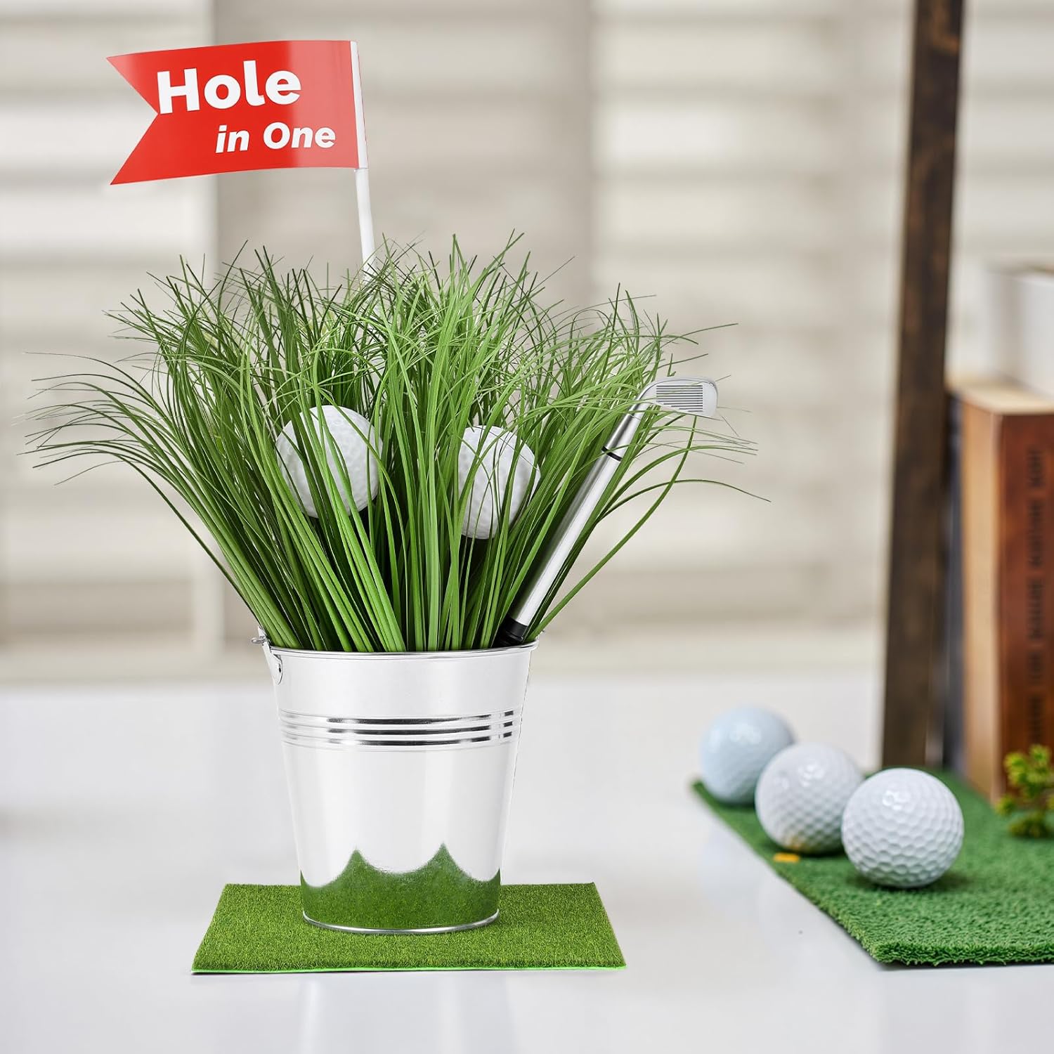 Golf Party Table Decorations Kit, 6 Set Reusable Golf Centerpieces for Table with Iron Buckets, Mini Balls Clubs Flags & Artificial Grass, Golf Theme Decorations for Birthday Sport Party Supplies