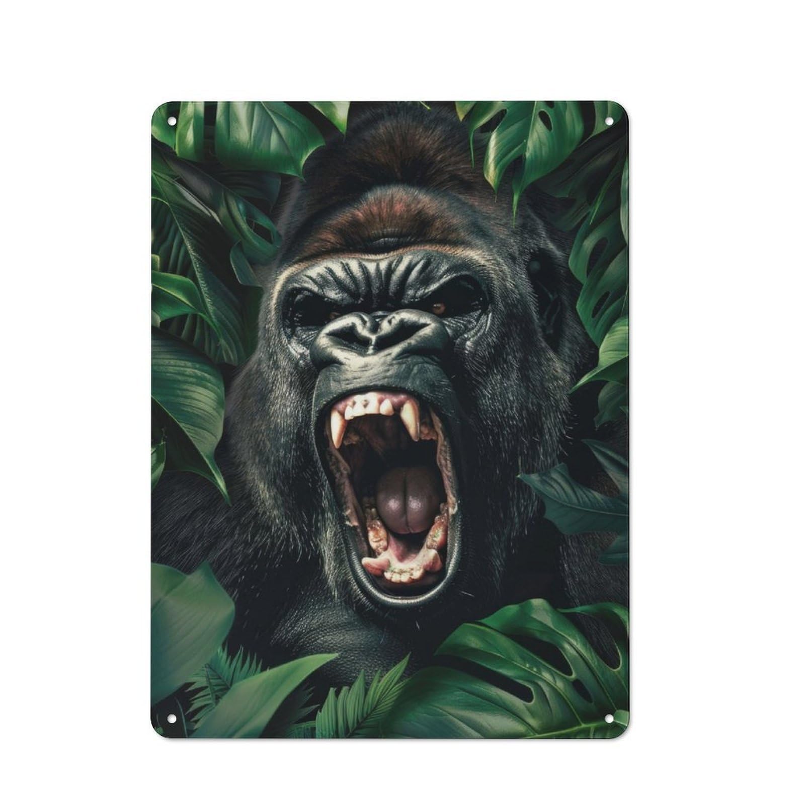 Junmoney Gorilla In The Jungle For Dining Room Or Kitchen, Rustic Metal Sign 40X30cm, For Home Interiors, Feature Walls And Decorative Displays
