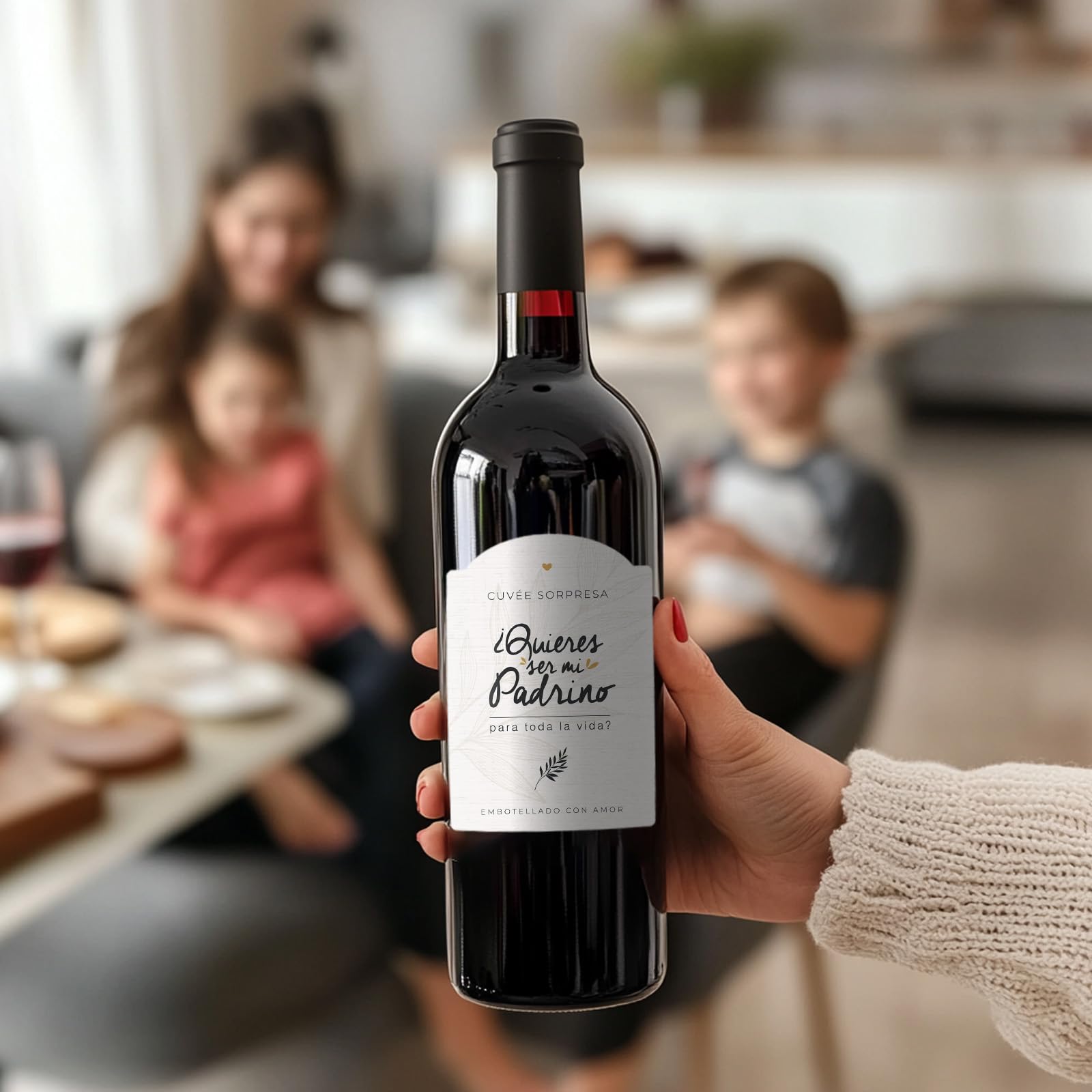 Manahia - Etiqueta de Botella - ¿Quieres ser mi padrino para toda la vida? - Idea Original para Petición Bautismo, vino o cerveza, sorpresa nacimiento |Autoadhesiva