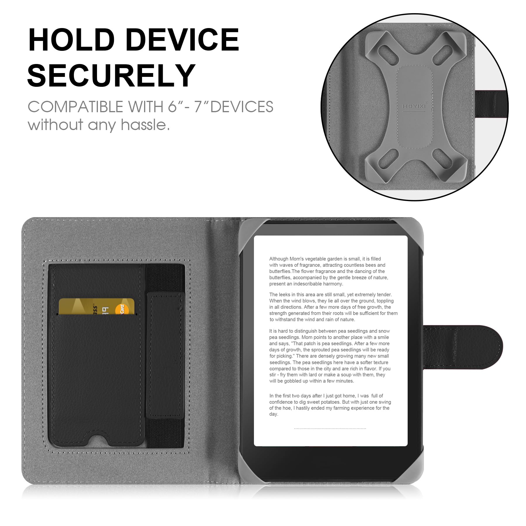 HoYiXi Universal Case For 7 Inch Kindle Paperwhite/Colorsoft 2024 Compatible With 6.8" Paperwhite Kobo Clara HD/Kobo Clara 2E EReader Protective Cover With Foldable Stand Built-in Pocket,blue