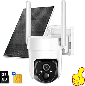 4G LTE Cellular Security Camera Includes SD&SIM Card(Verizon/AT&T/T-Mobile), 2K Solar Outdoor Cam Wireless Without WiFi Needed,Live View, Color Night Vision, Motion&Siren Alert, Playback asin的图片