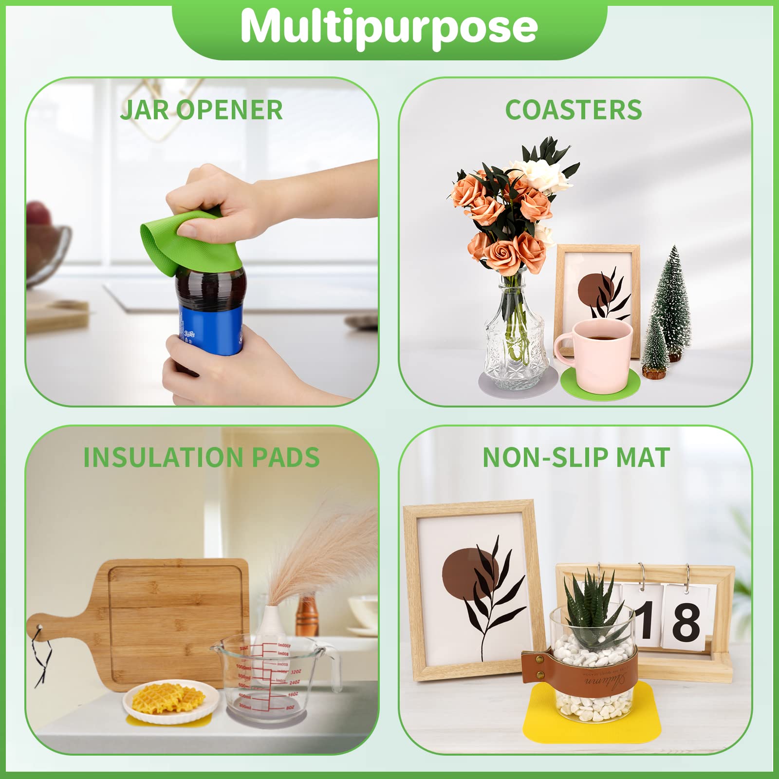 5-Pack Rubber Jar Opener Grippers - Thick, Non-Slip Pads For Easy Opening - Great For Weak Or Arthritic Hands - Made In USA