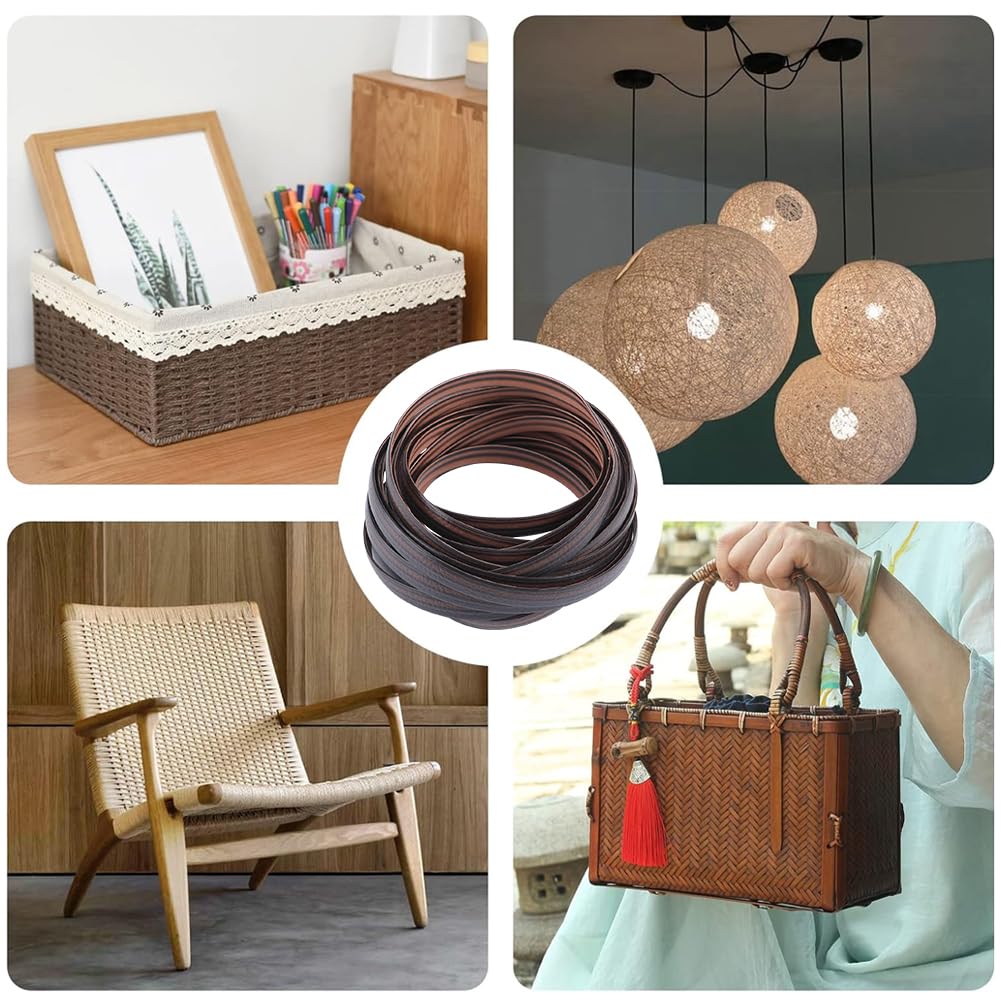 GORGECRAFT 32 m Rotolo di Plastica In Rattan di Vimini Marrone Goffratura Sintetica Striscia di Rattan Tessitura Striscia di Rattan di Vimini Materiale di Riparazione Forniture per Riparazione di Mobi