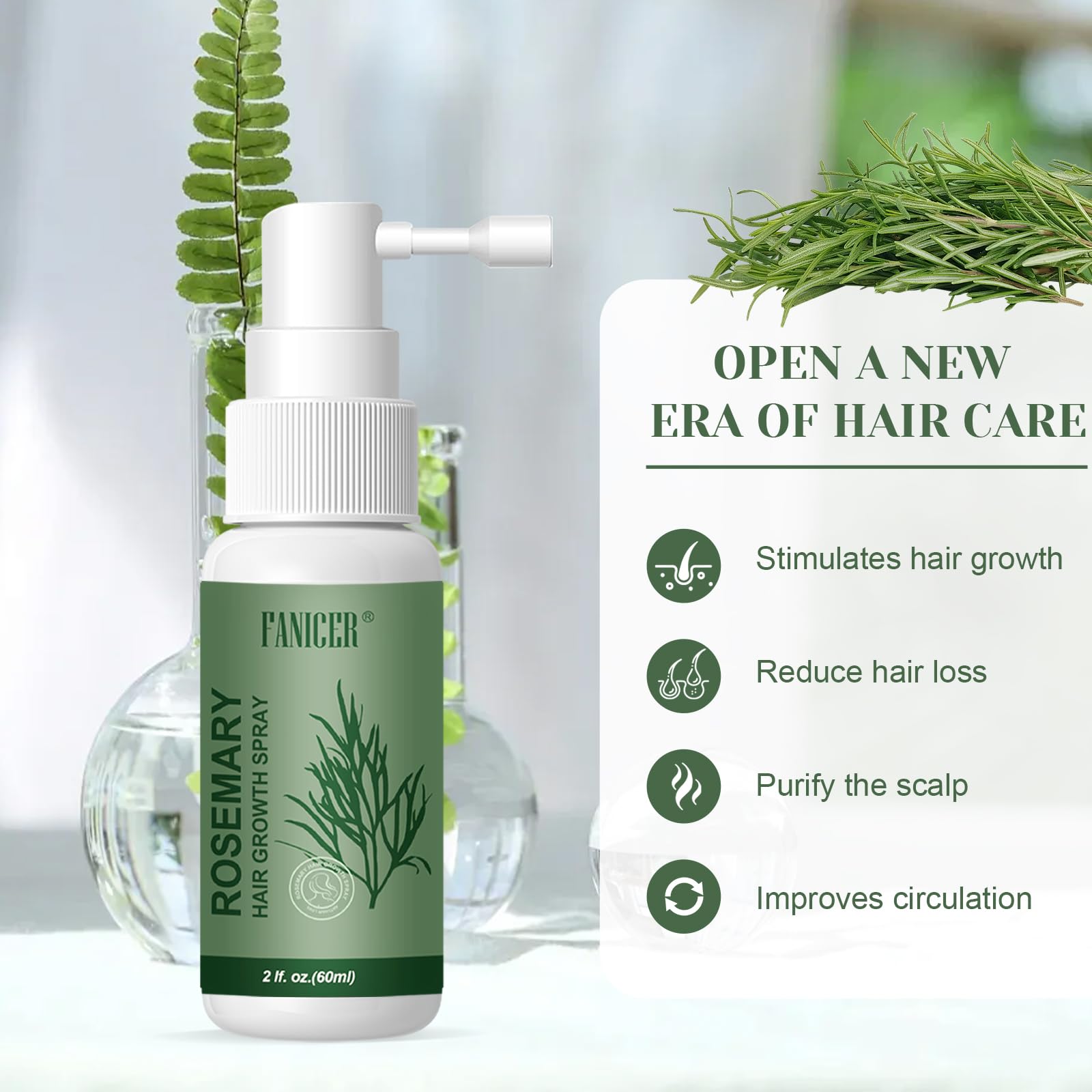 Serum Pousse Cheveux,Spray à Huile Essentielle De Romarin Pour La Croissance Des Cheveux,Growth Hair Oil,Huile de Pousse Cheveux Très Rapide,pour les Femmes et les Hommes (60ml)